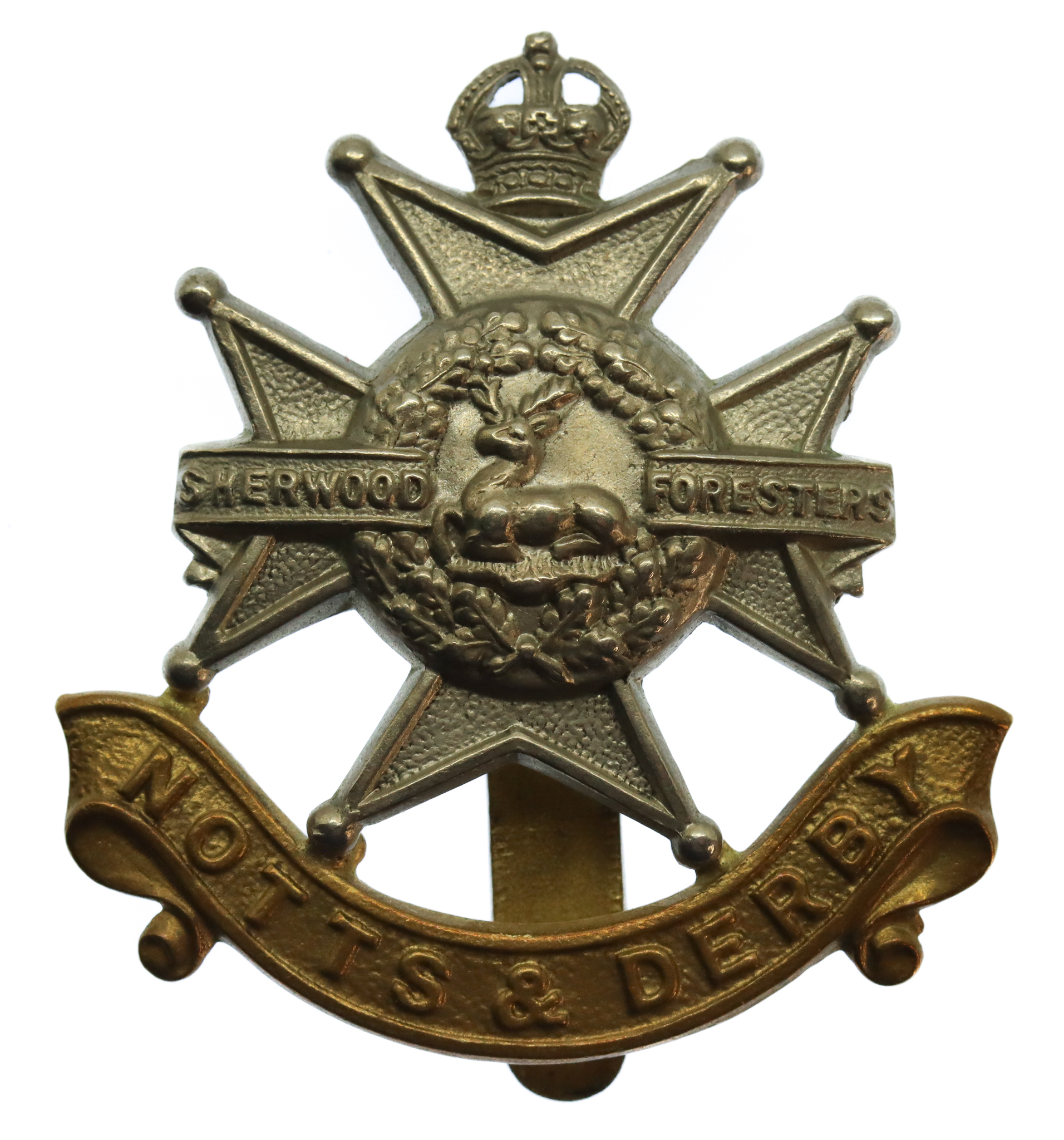 Notts & Derby Regiment (Sherwood Foresters) Cap Badge - King's Crown