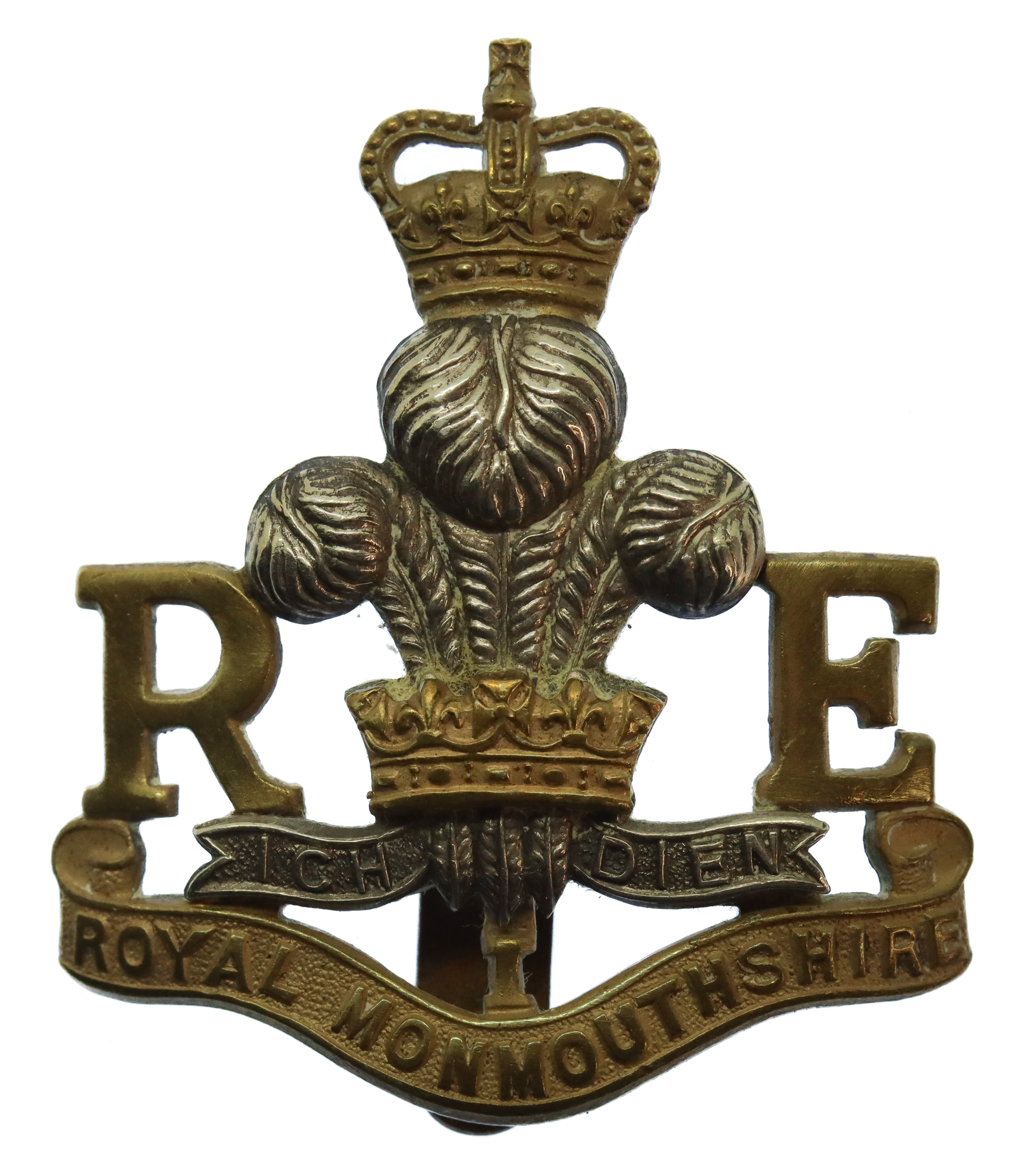 Royal Monmouthshire Royal Engineers Bi-Metal Cap Badge - Queen's Crown