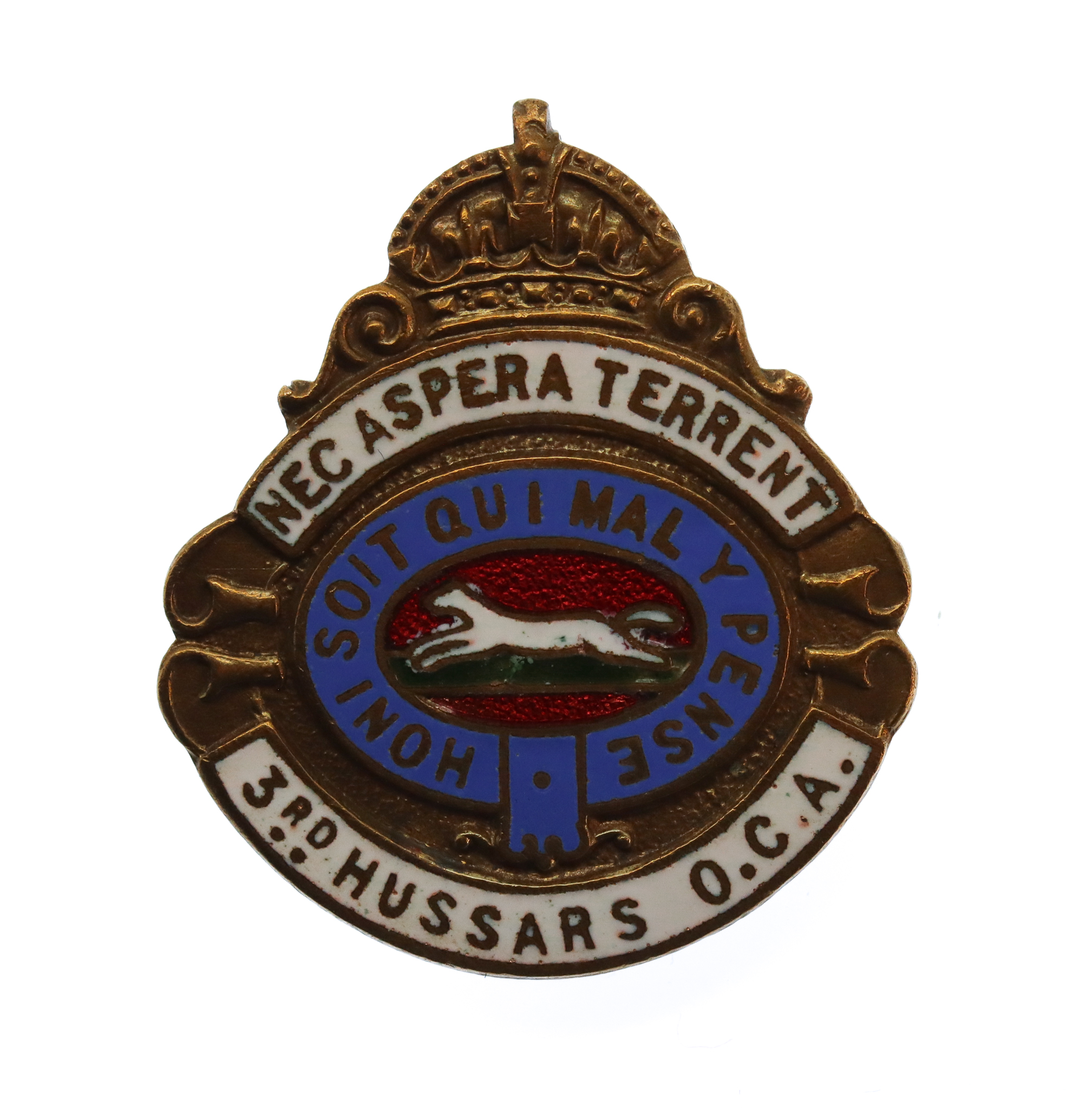 3rd King's Own Hussars Old Comrades Association Enamelled Lapel Badge - King's Crown
