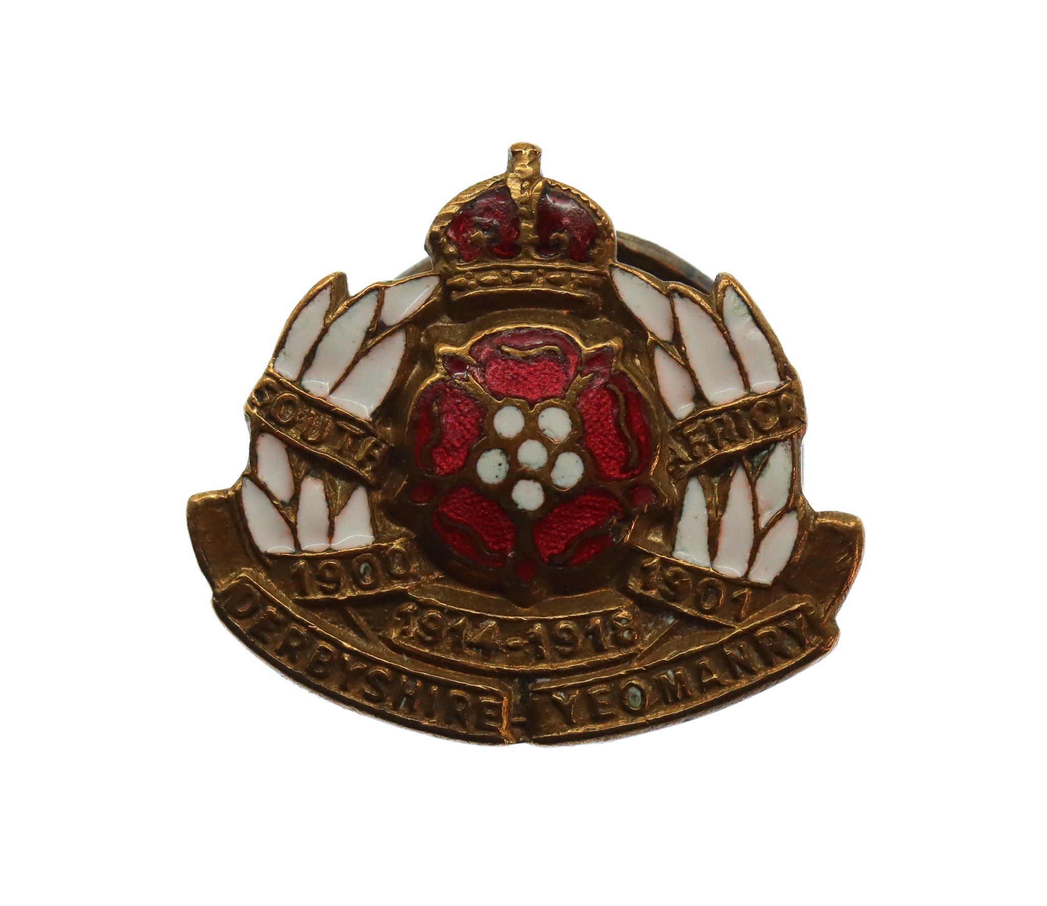 Derbyshire Yeomanry Enamelled Lapel Badge - King's Crown