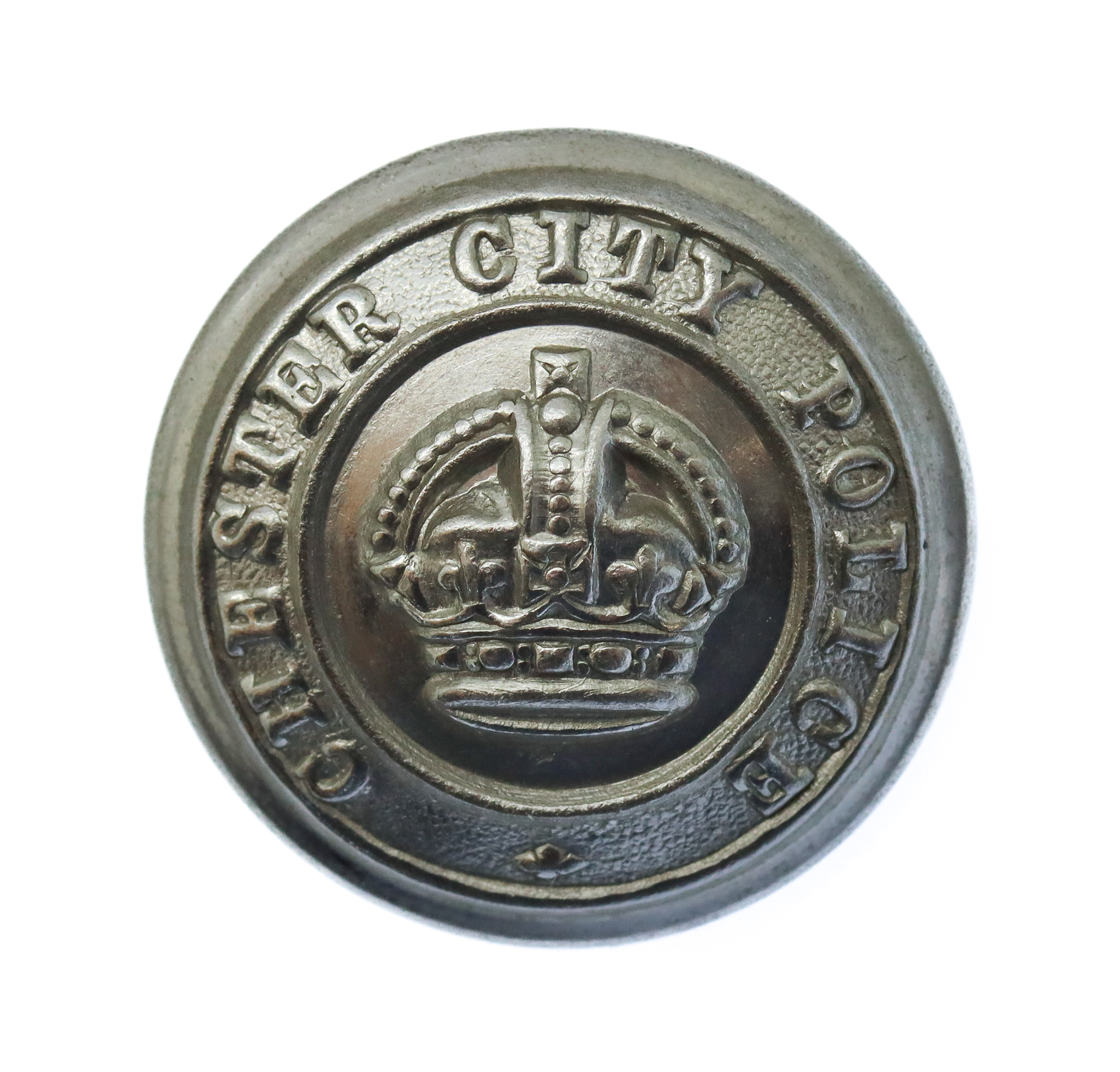 Chester City Police Chrome Button - King's Crown (25mm)