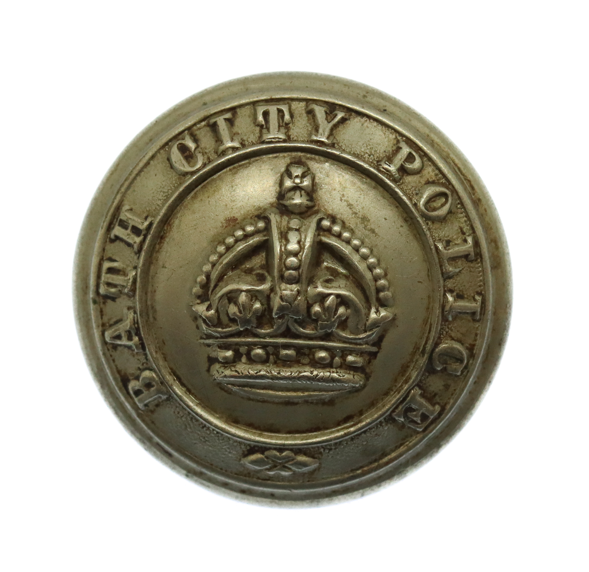 Bath City Police White Metal Button - King's Crown (24mm)