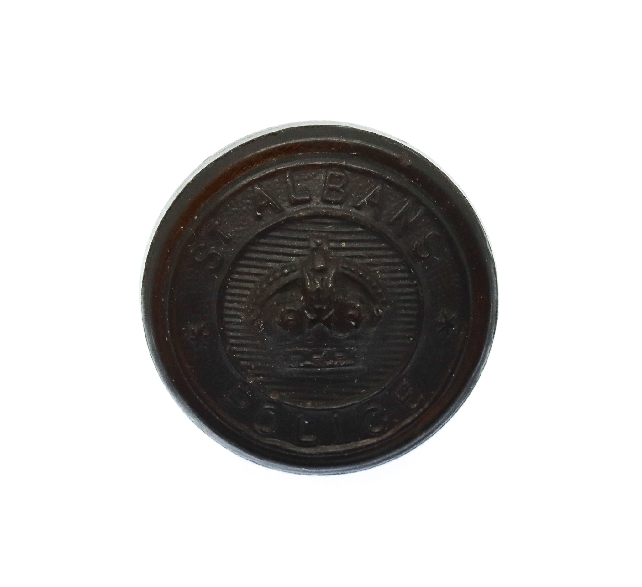 St. Albans City Police Black Button - King's Crown (17mm)