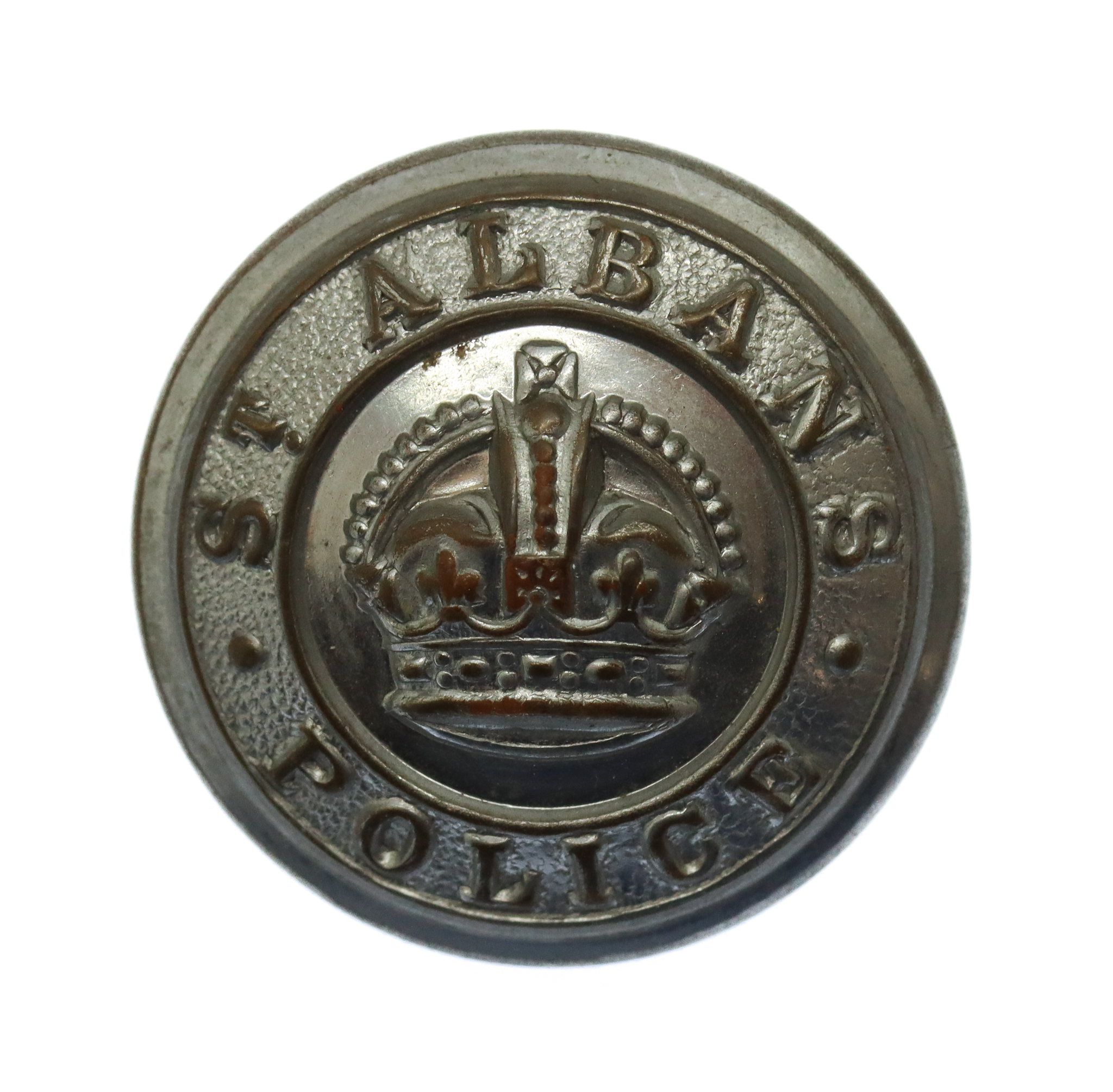 St. Albans City Police Chrome Button - King's Crown (24mm)