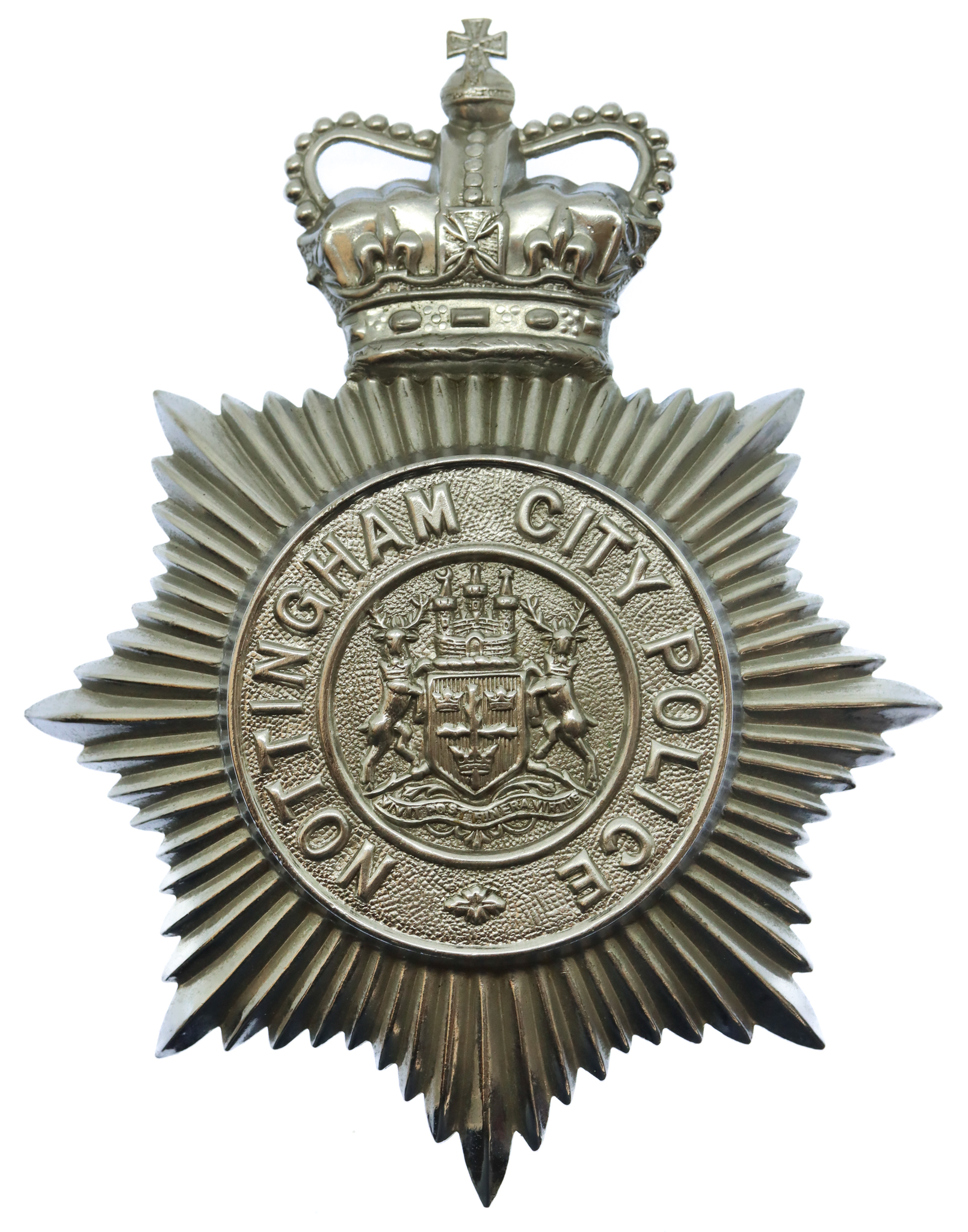 Nottingham City Police Helmet Plate - Queen's Crown