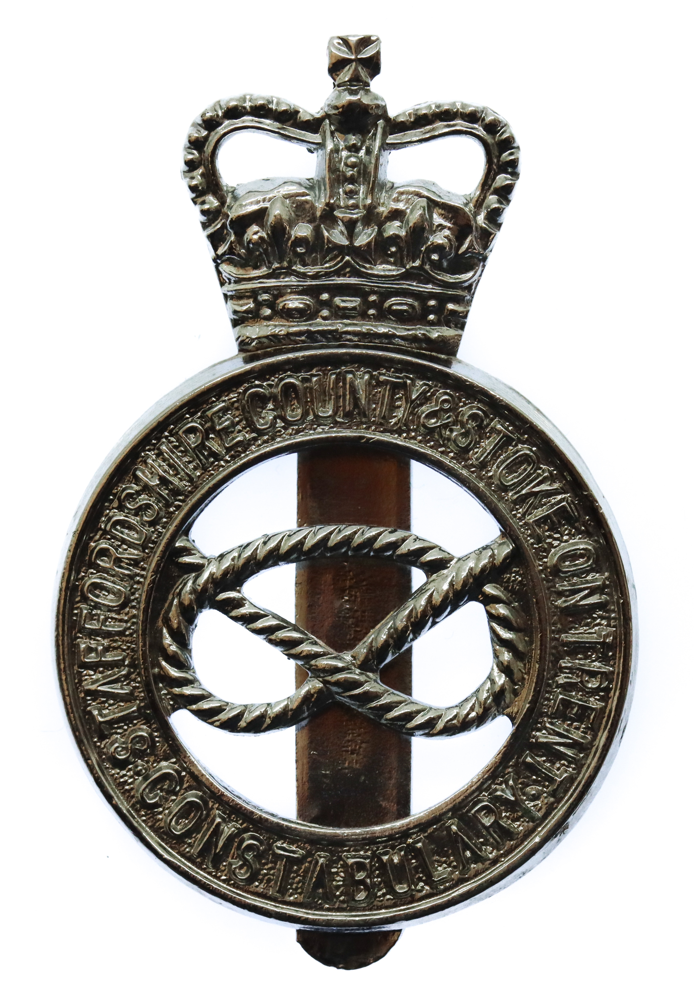 Staffordshire County & Stoke-on-Trent Constabulary Cap Badge - Queen's Crown
