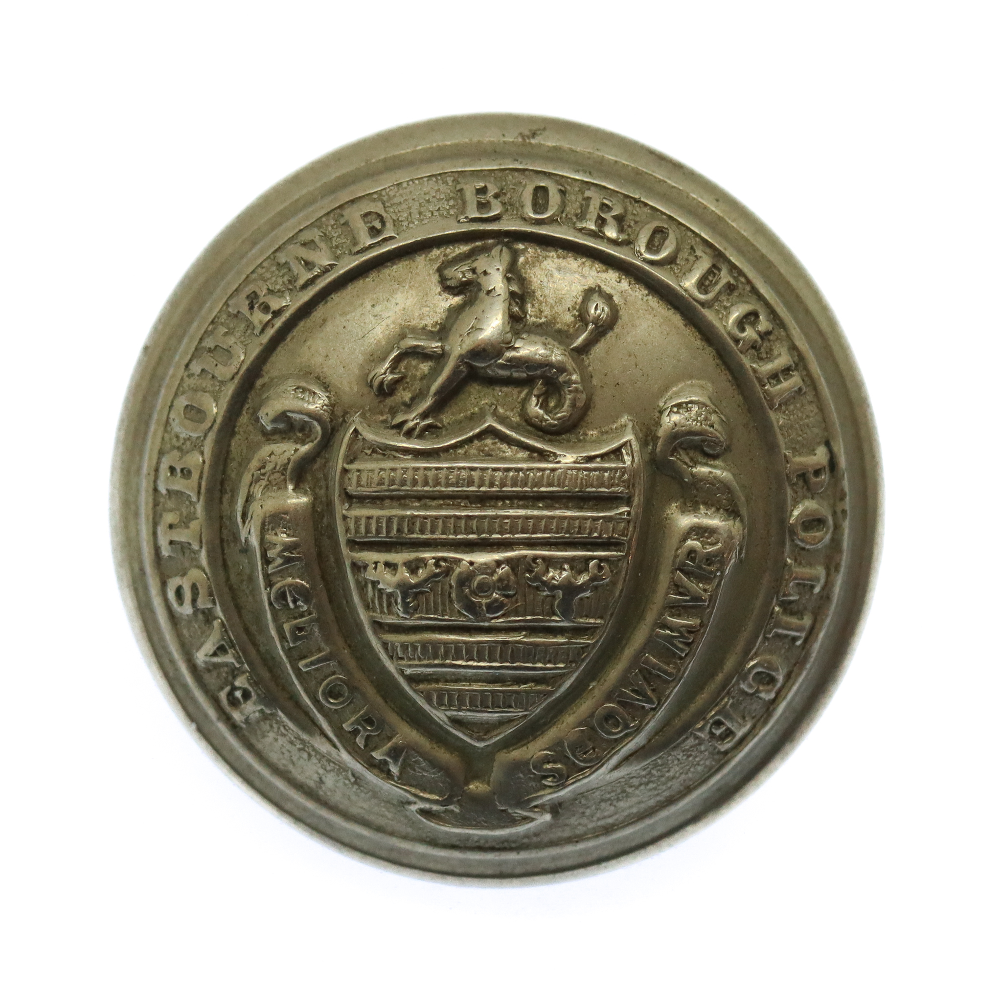Eastbourne Borough Police White Metal Coat of Arms Button (24mm)