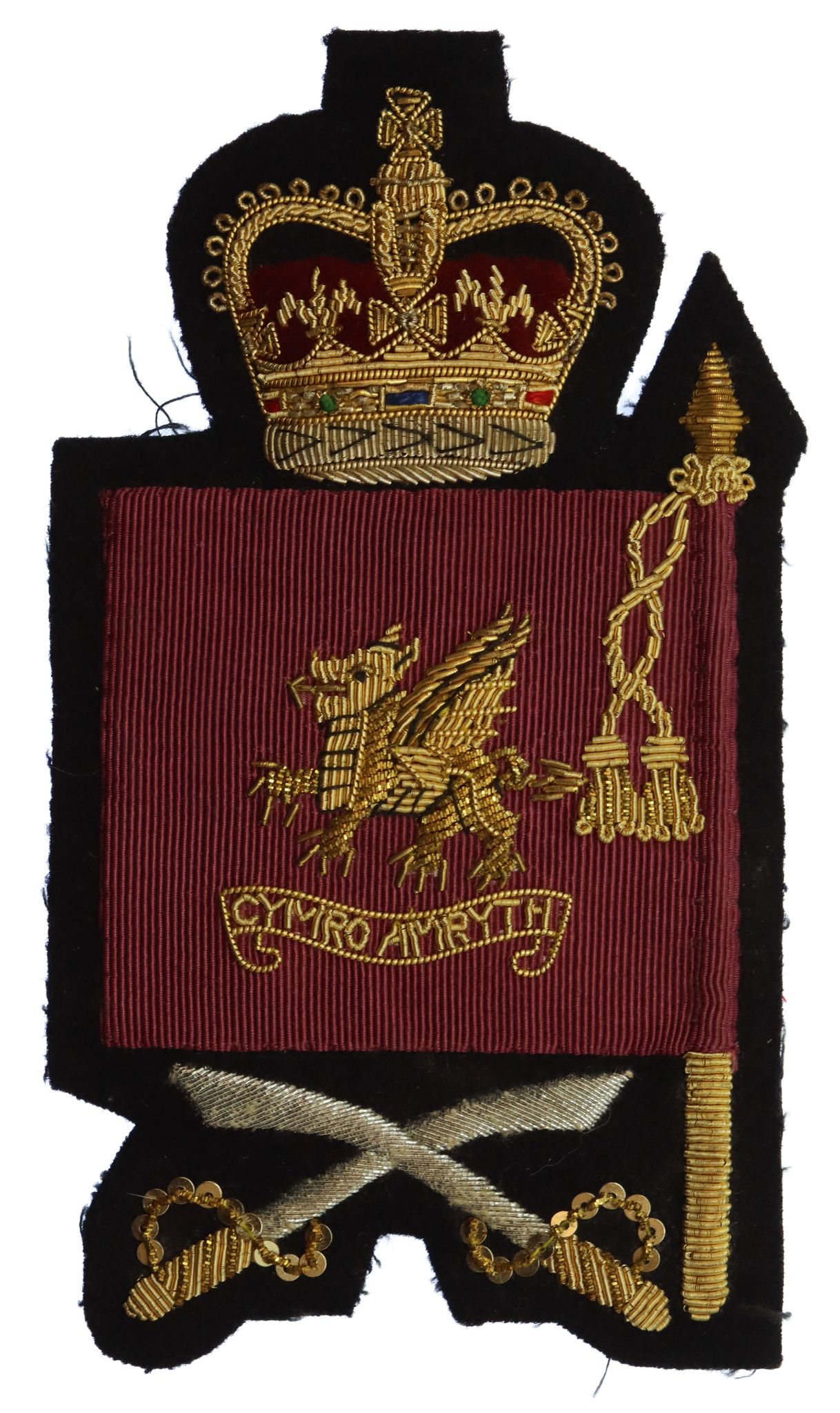 Welsh Guards Warrant Officer Class 2 W.O.II Bullion Sleeve Badge - Queen's Crown
