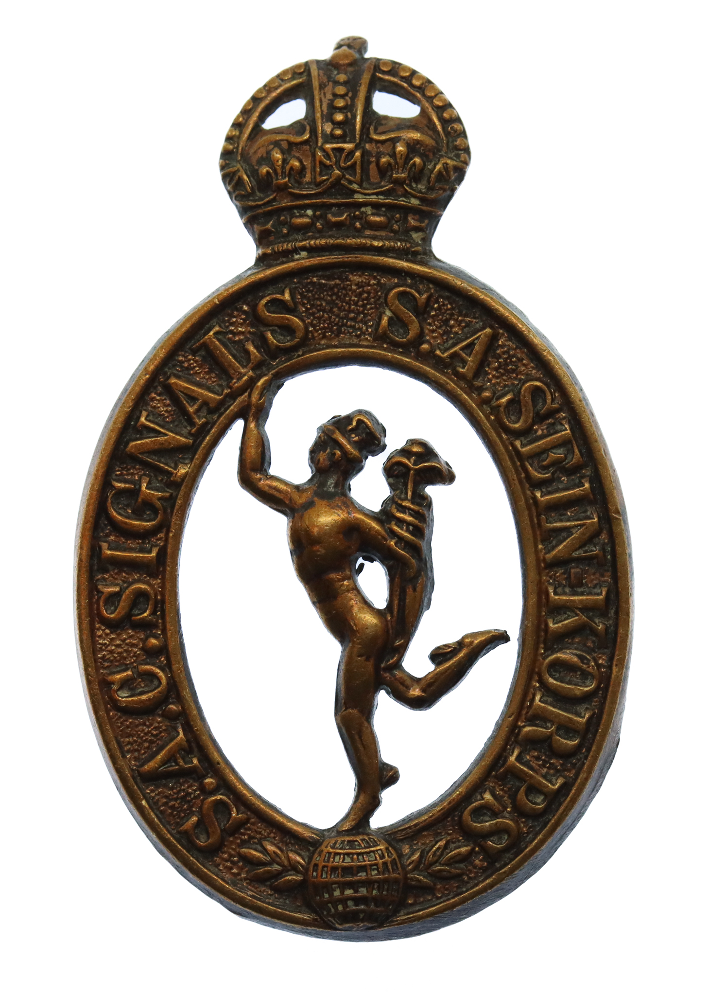 South African Corps of Signals Cap Badge - King's Crown