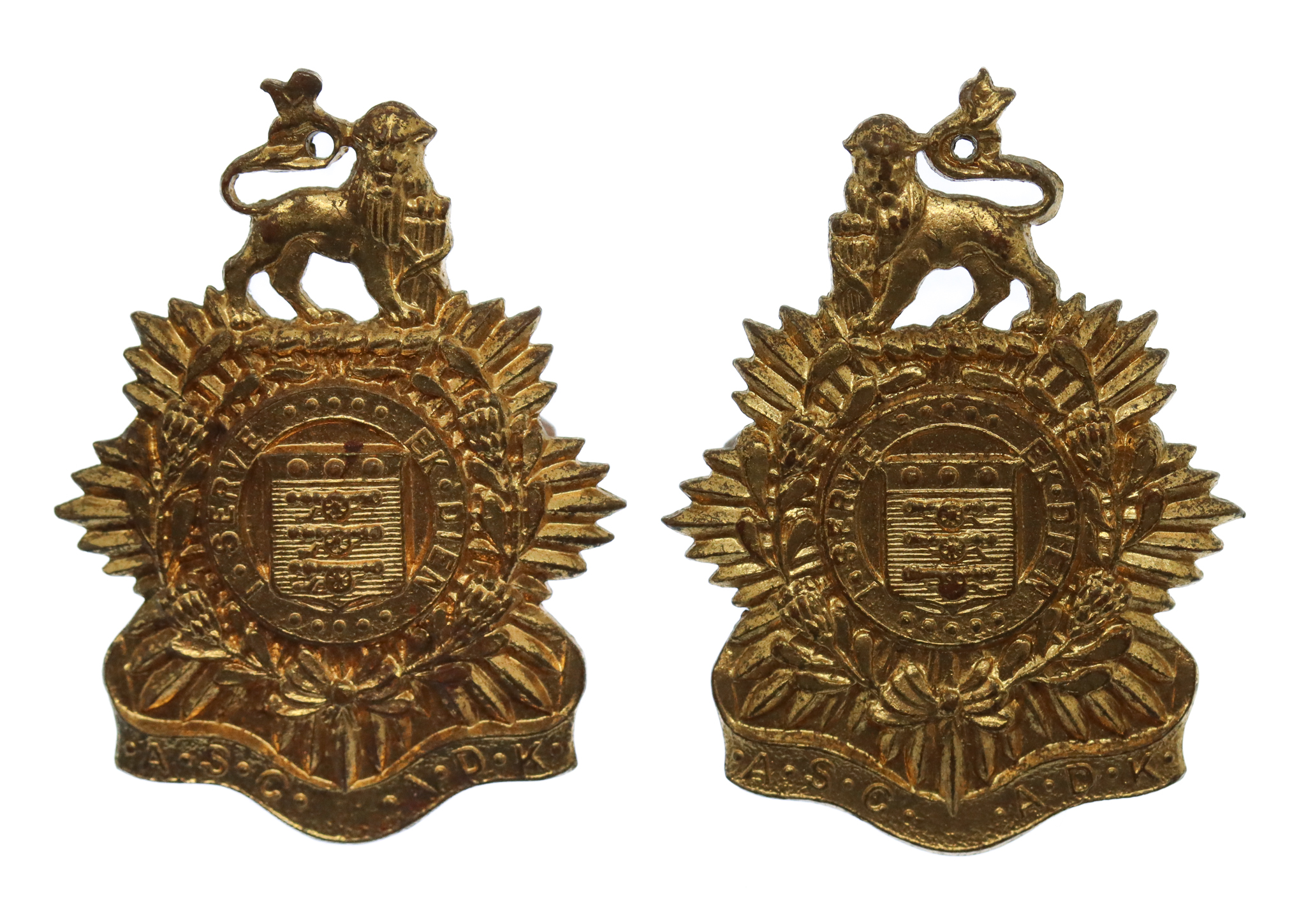 Pair of South African Administrative Service Corps Collar Badges