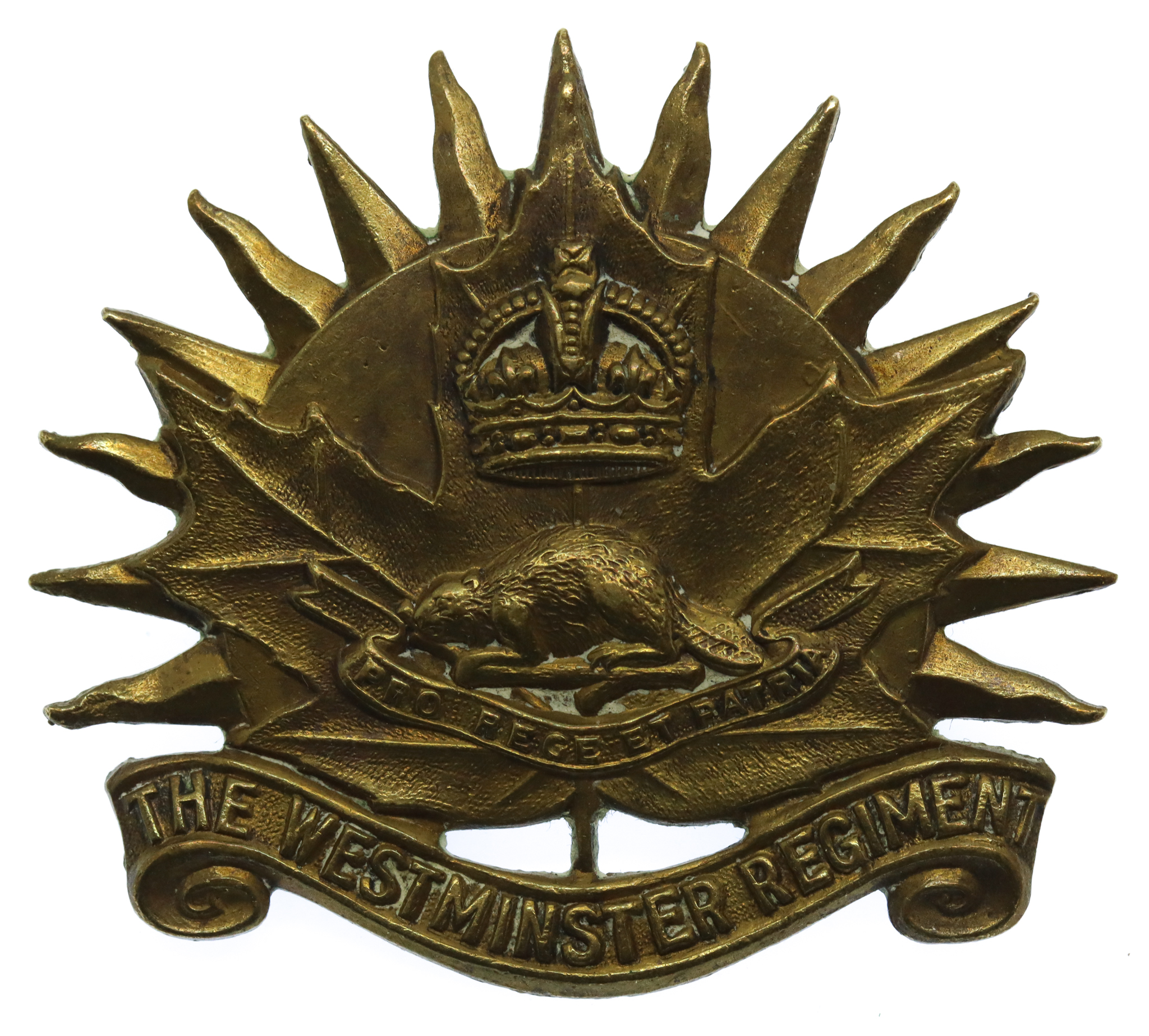 Canadian Westminster Regiment Cap Badge - King's Crown