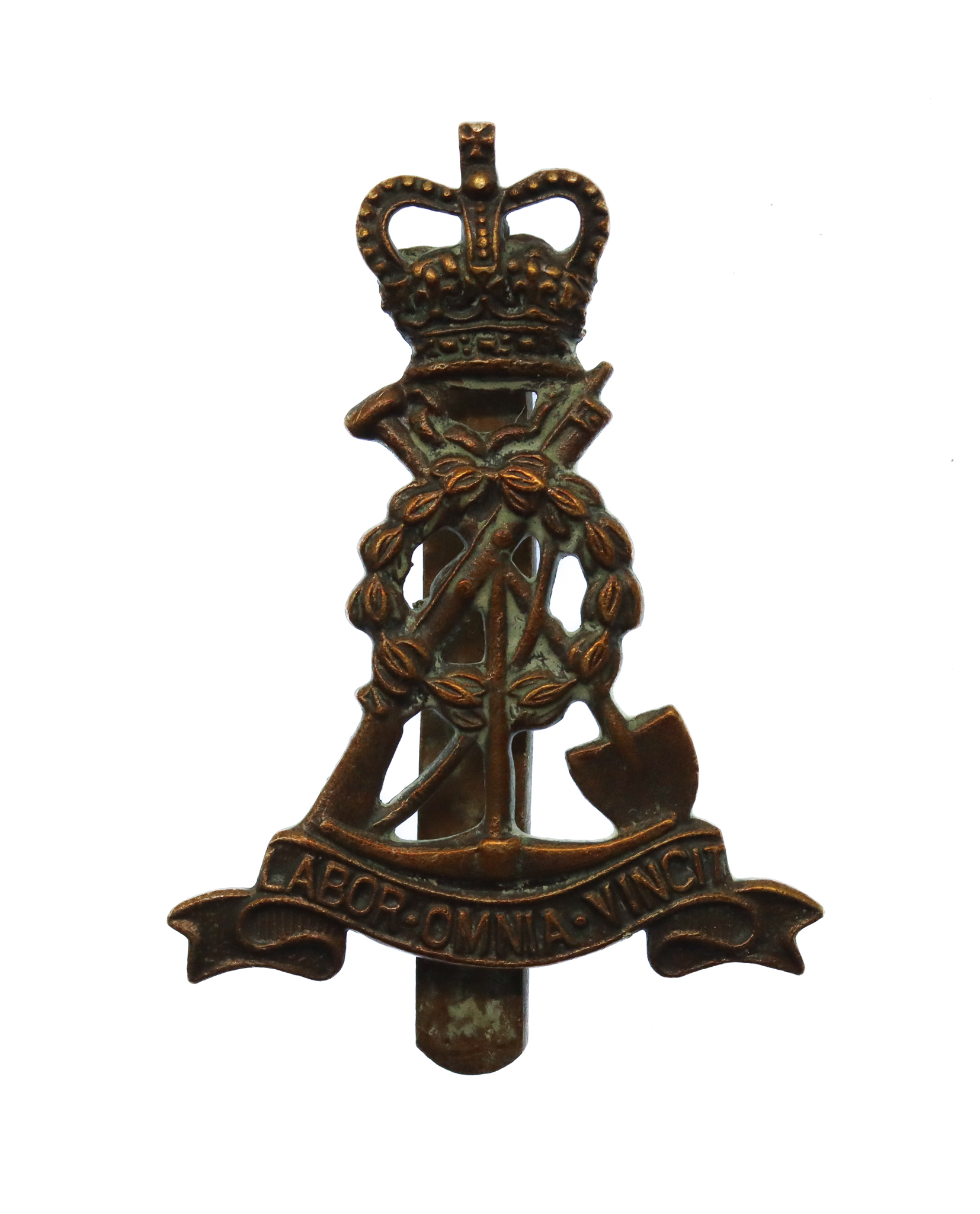 Pioneer Corps Brass Beret Badge - Queen's Crown
