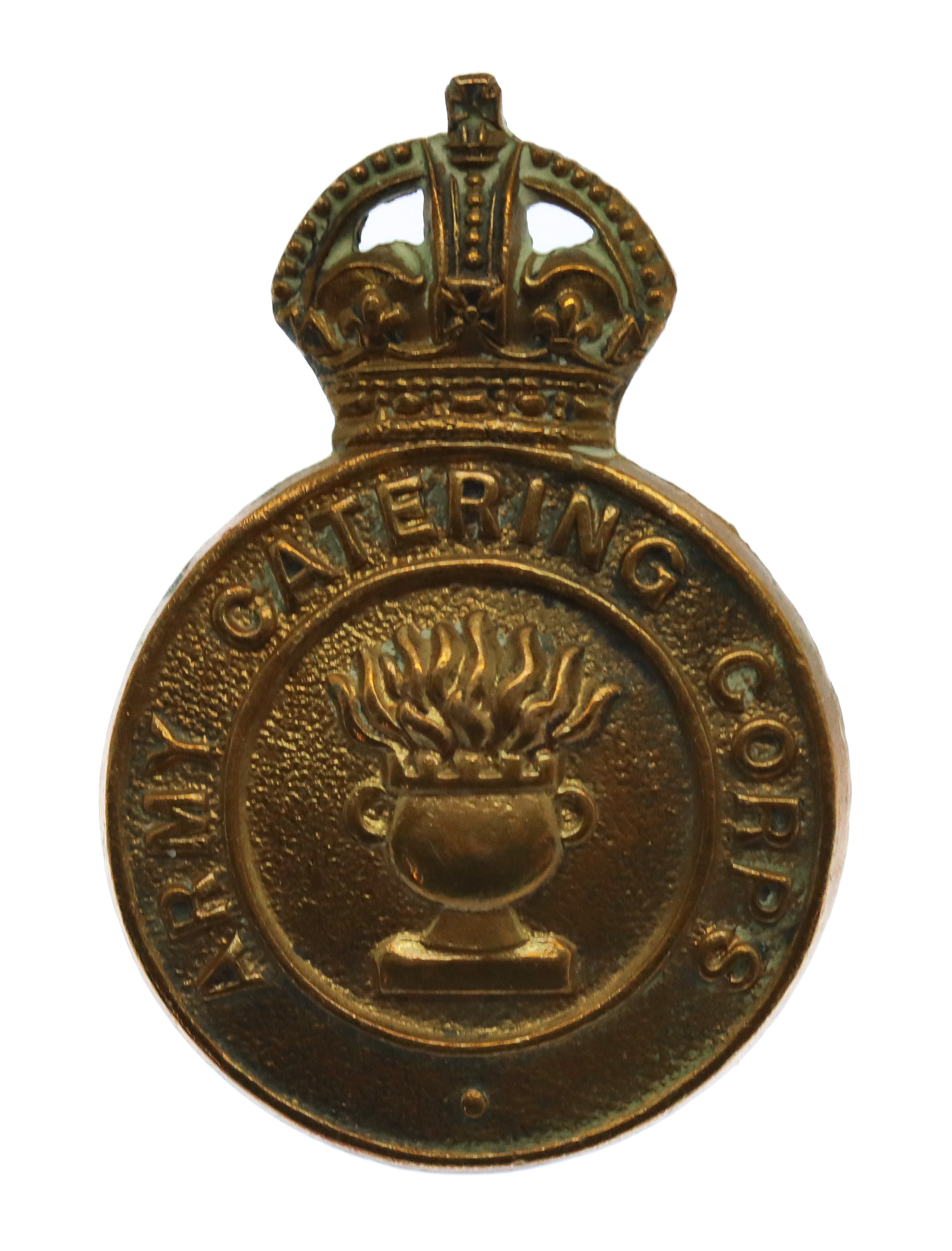 Army Catering Corps Brass Cap Badge - King's Crown