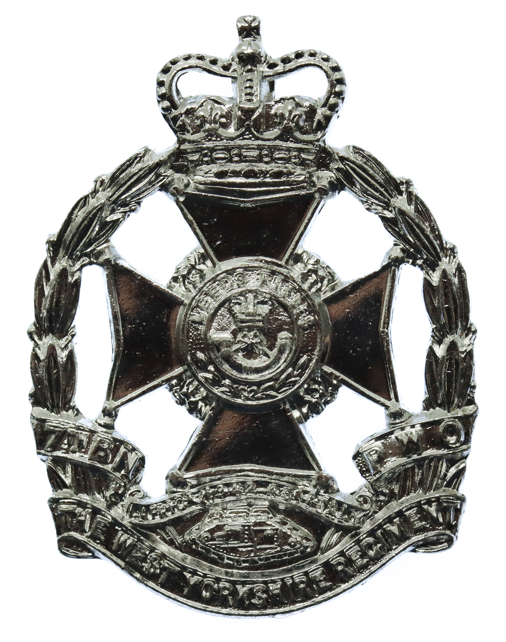 7th Bn. P.W.O. West Yorkshire Regiment (Leeds Rifles) Anodised (Staybrite) Cap Badge