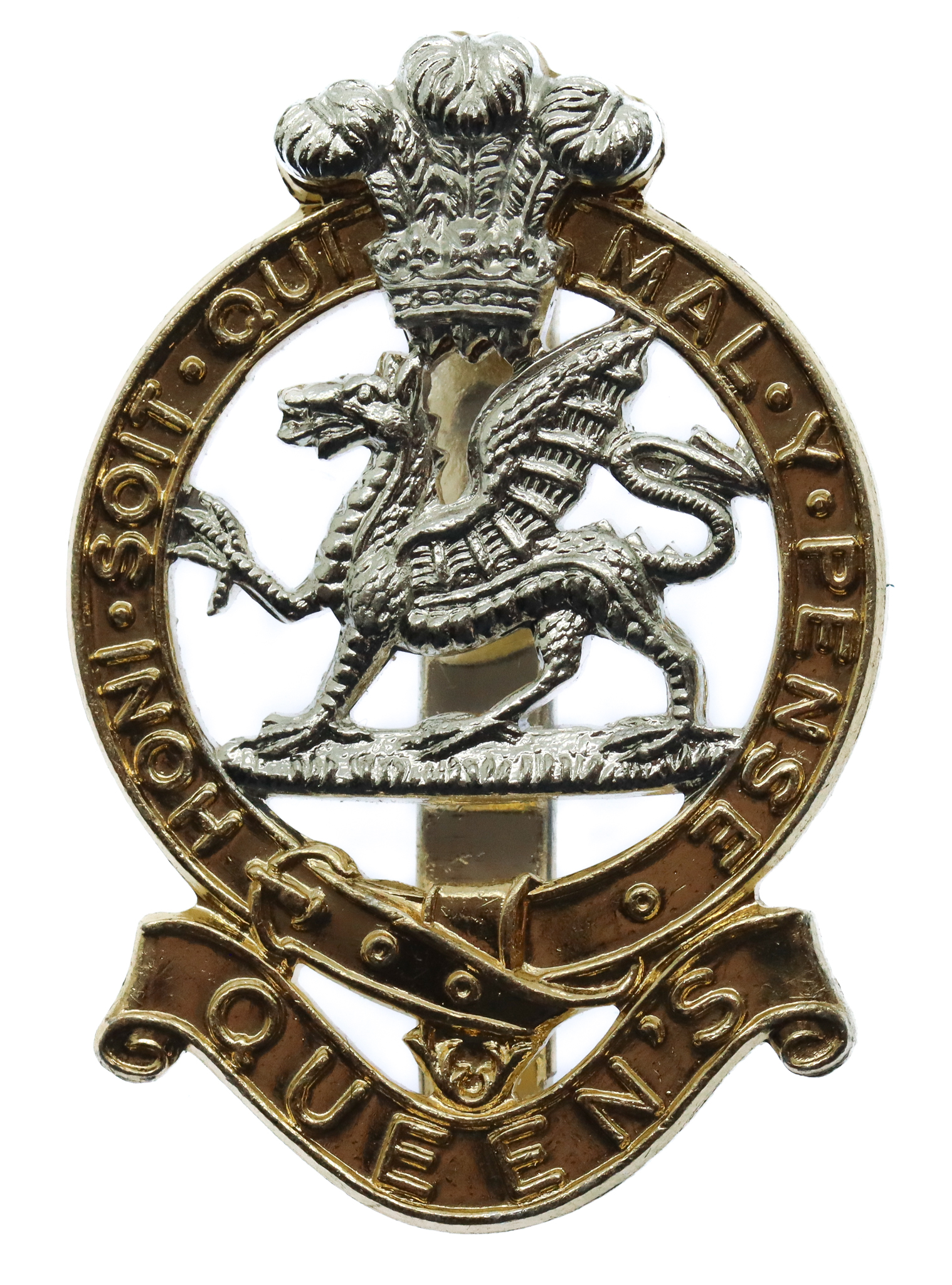 Queen's Royal Regiment Anodised (Staybrite) Cap Badge