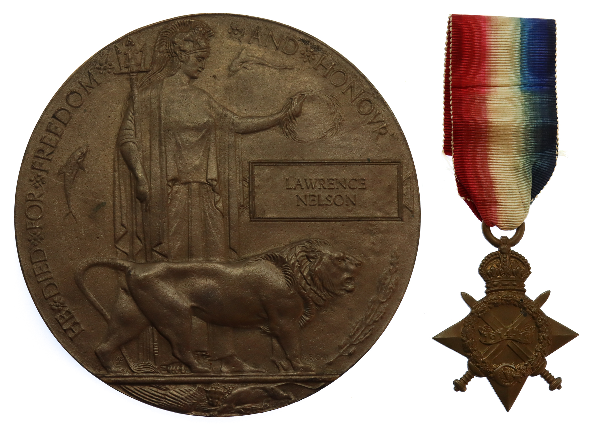 WW1 1914-15 Star and Memorial Plaque - Dvr. L. Nelson, Army Service Corps - Died of Wounds, 28/5/18