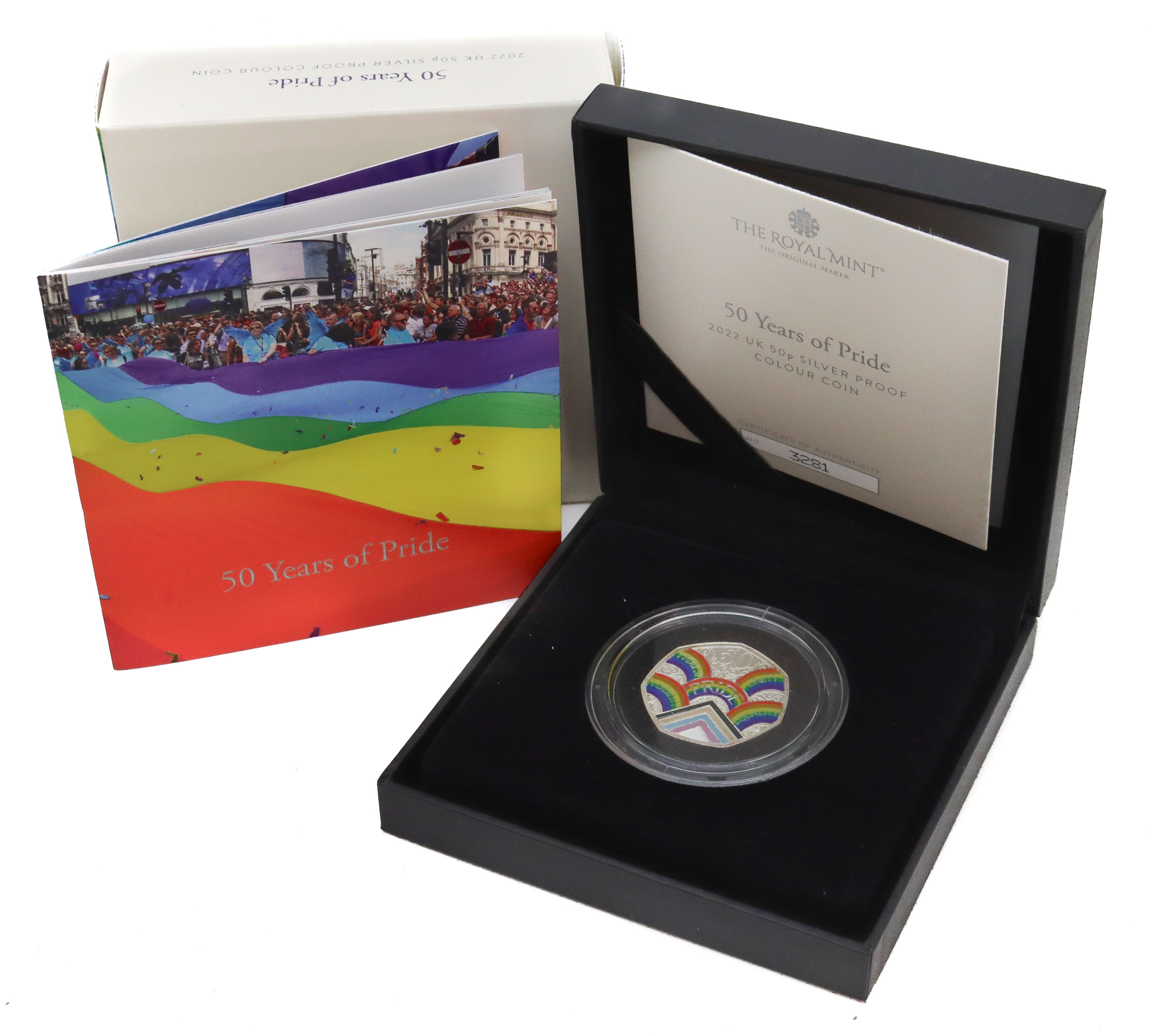 Royal Mint 2022 UK 50 Years of Pride Silver Proof 50p Colour Coin