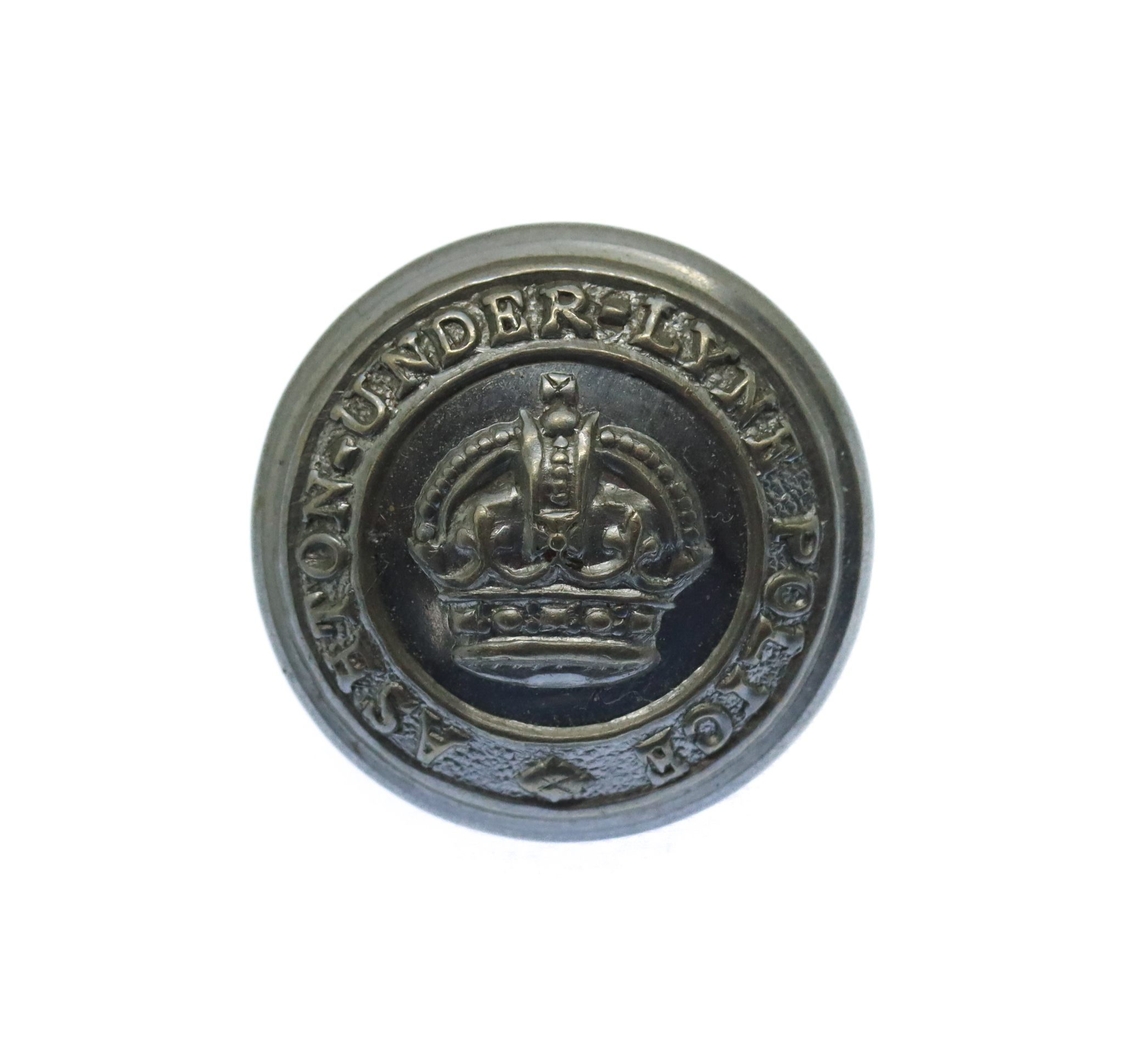Ashton-under-Lyne Borough Police Chrome Button - King's Crown (17mm)