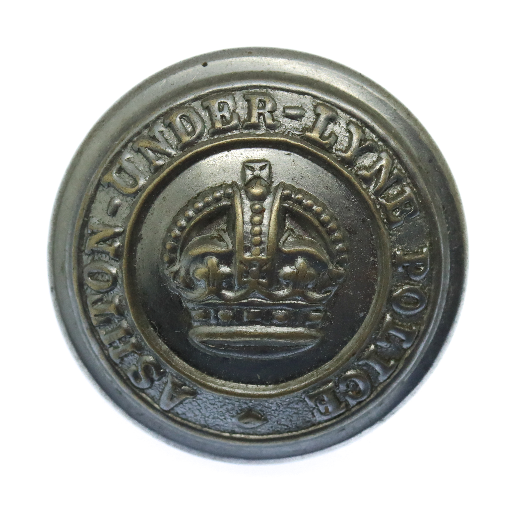 Ashton-under-Lyne Borough Police Chrome Button - King's Crown (25mm)