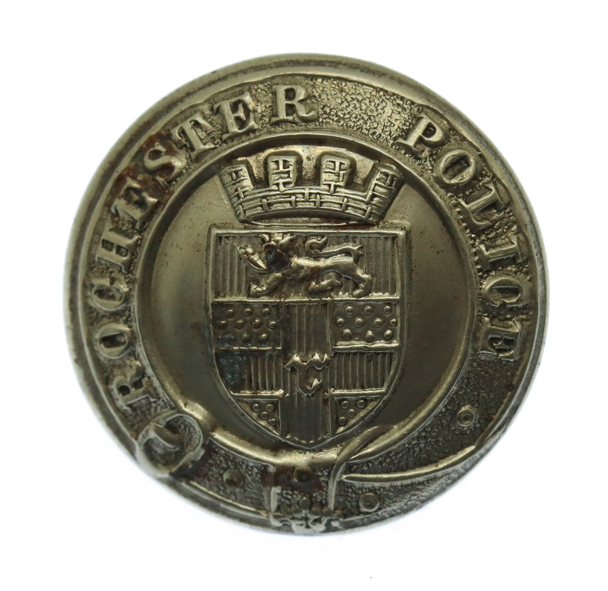 Rochester City Police White Metal Coat of Arms Button (24mm)
