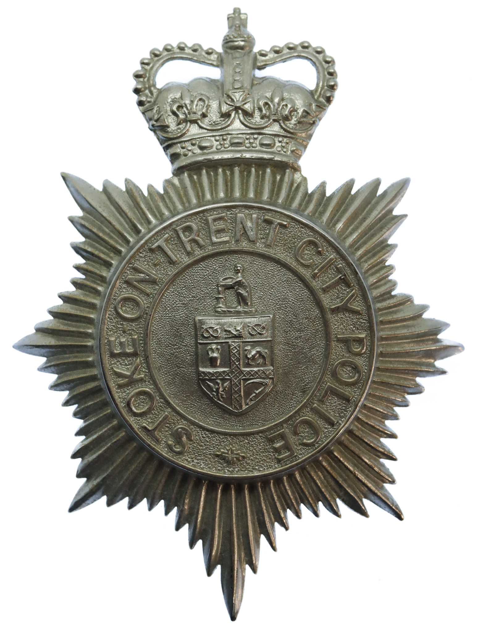 Stoke-on-Trent City Police Helmet Plate - Queen's Crown