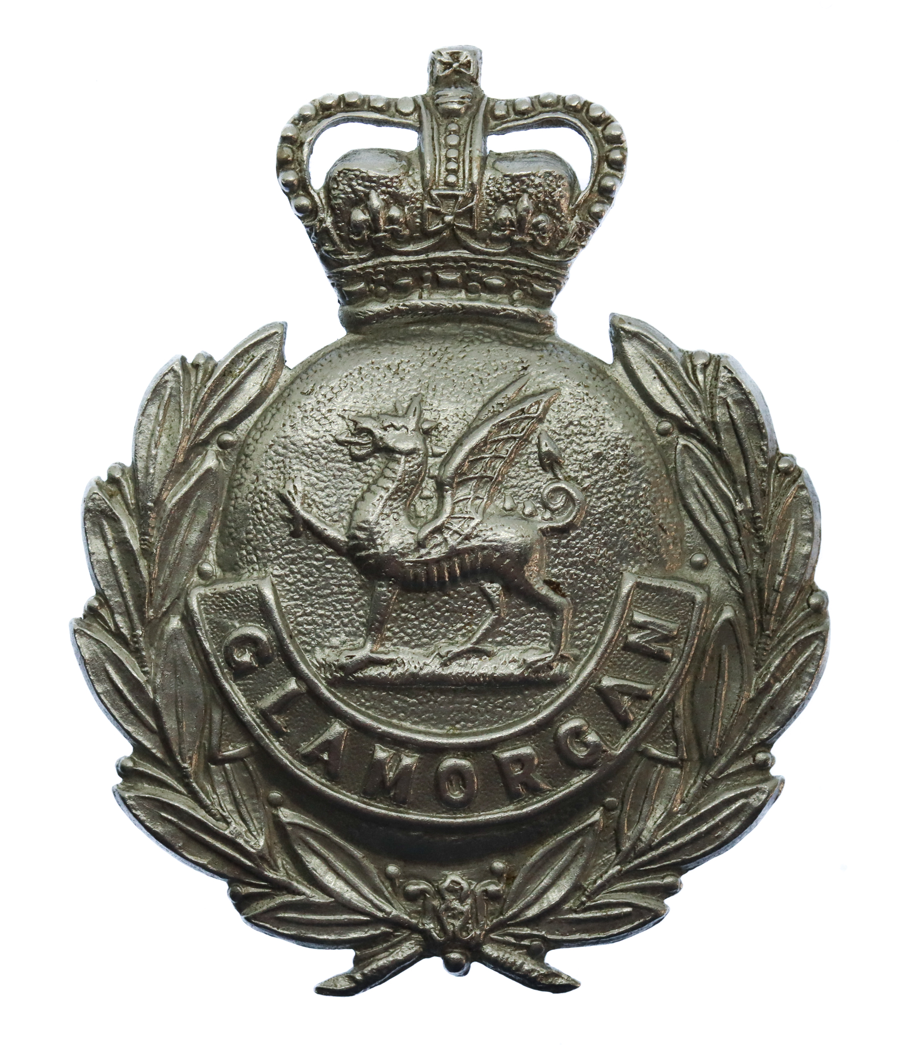 Glamorgan Constabulary Wreath Cap Badge - Queen's Crown