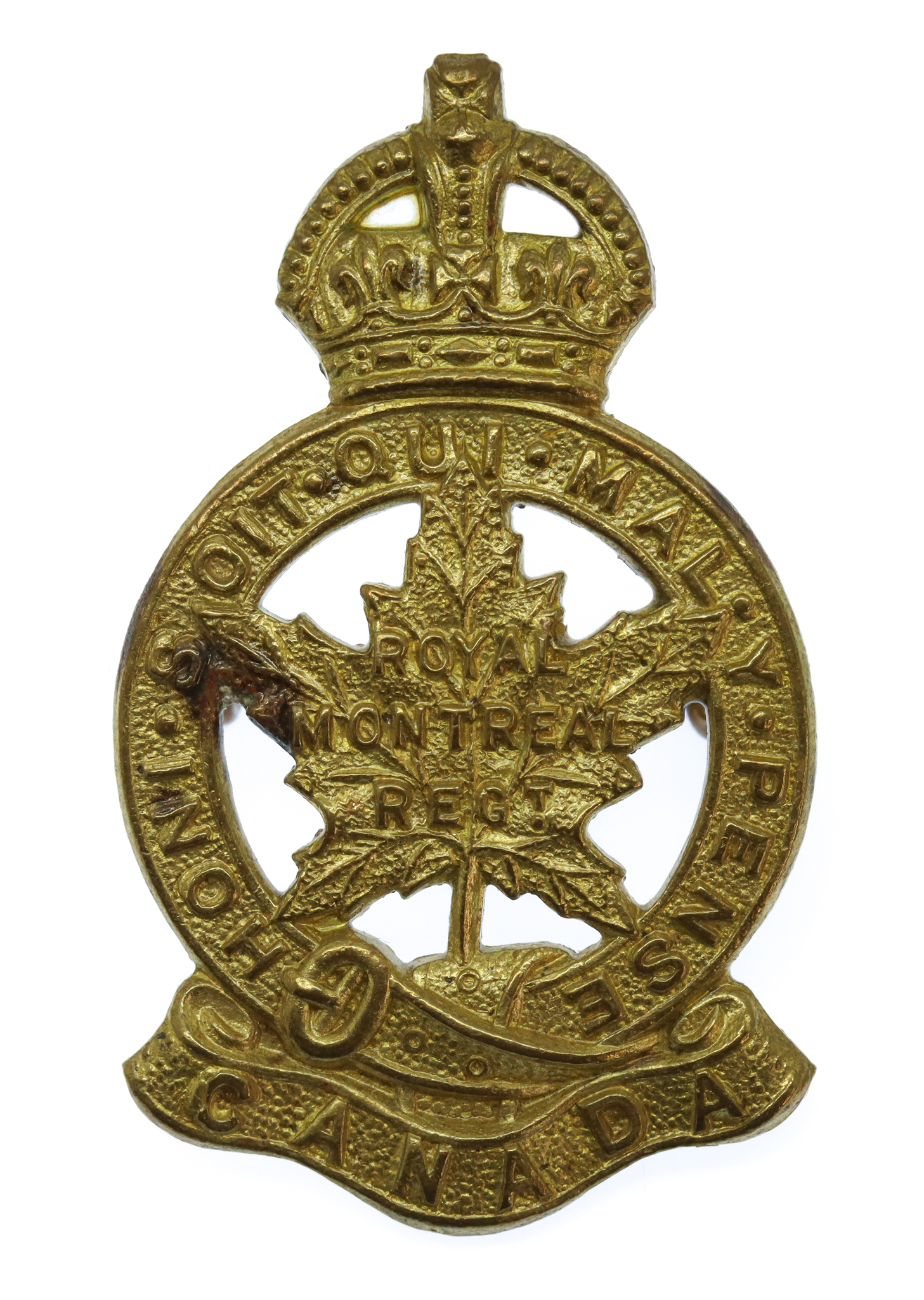 Canadian Royal Montreal Regiment Cap Badge - King's Crown