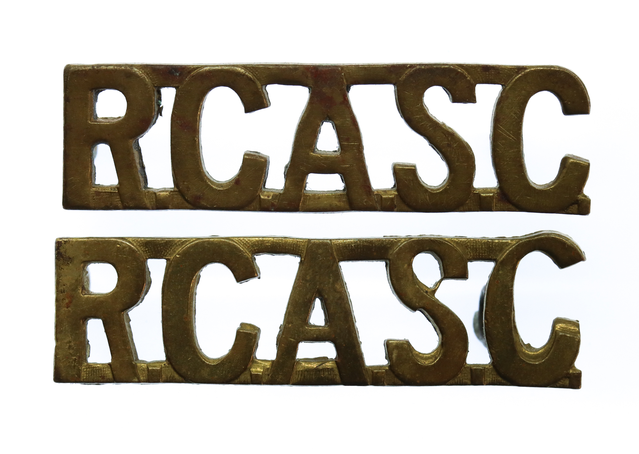 Pair of Royal Canadian Army Service Corps (R.C.A.S.C.) Shoulder Titles