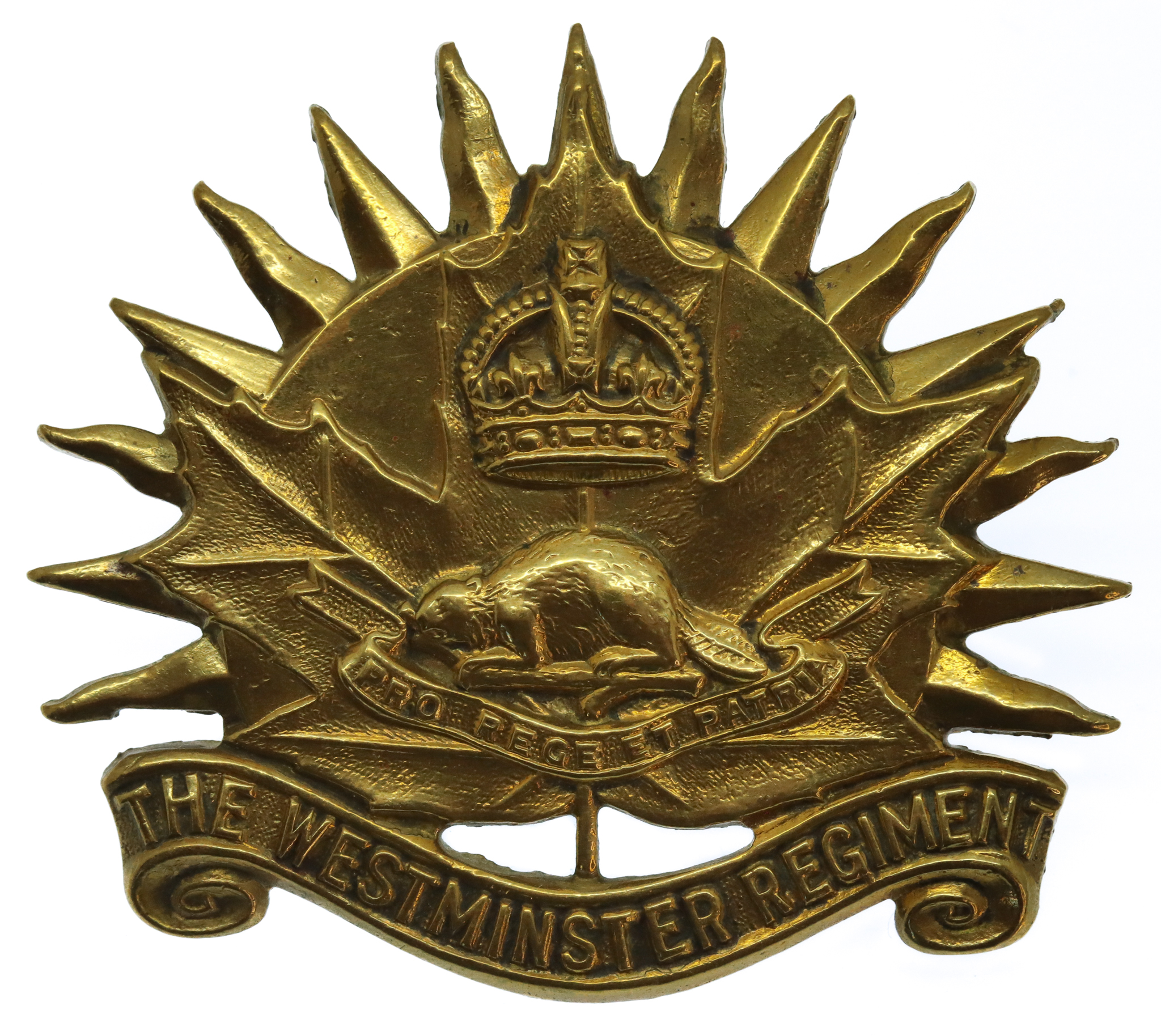 Canadian Westminster Regiment Cap Badge - King's Crown