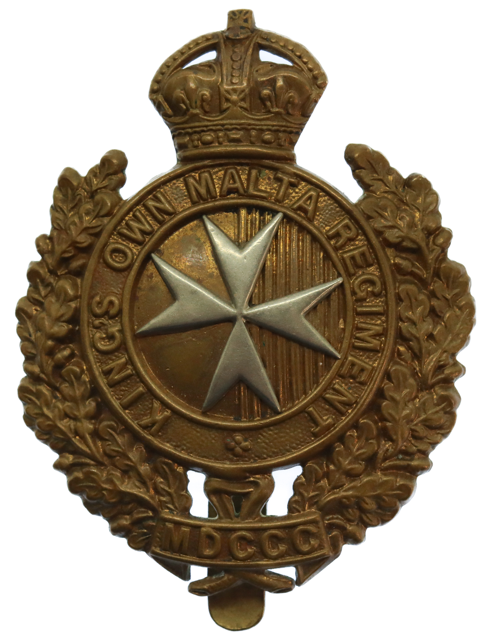 King's Own Malta Regiment Cap Badge - King's Crown