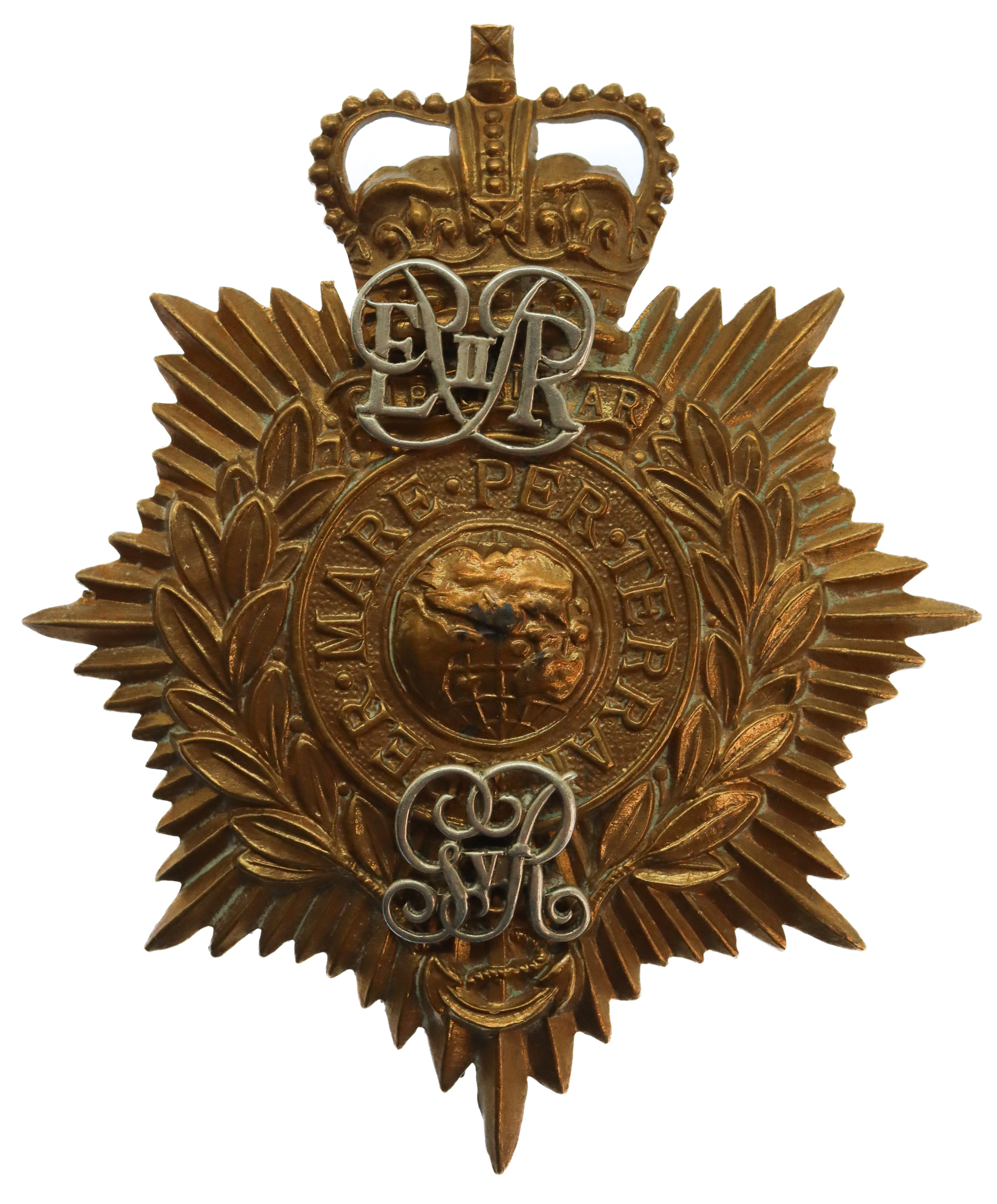 Royal Marines Band Portsmouth Division Helmet Plate - Queen's Crown