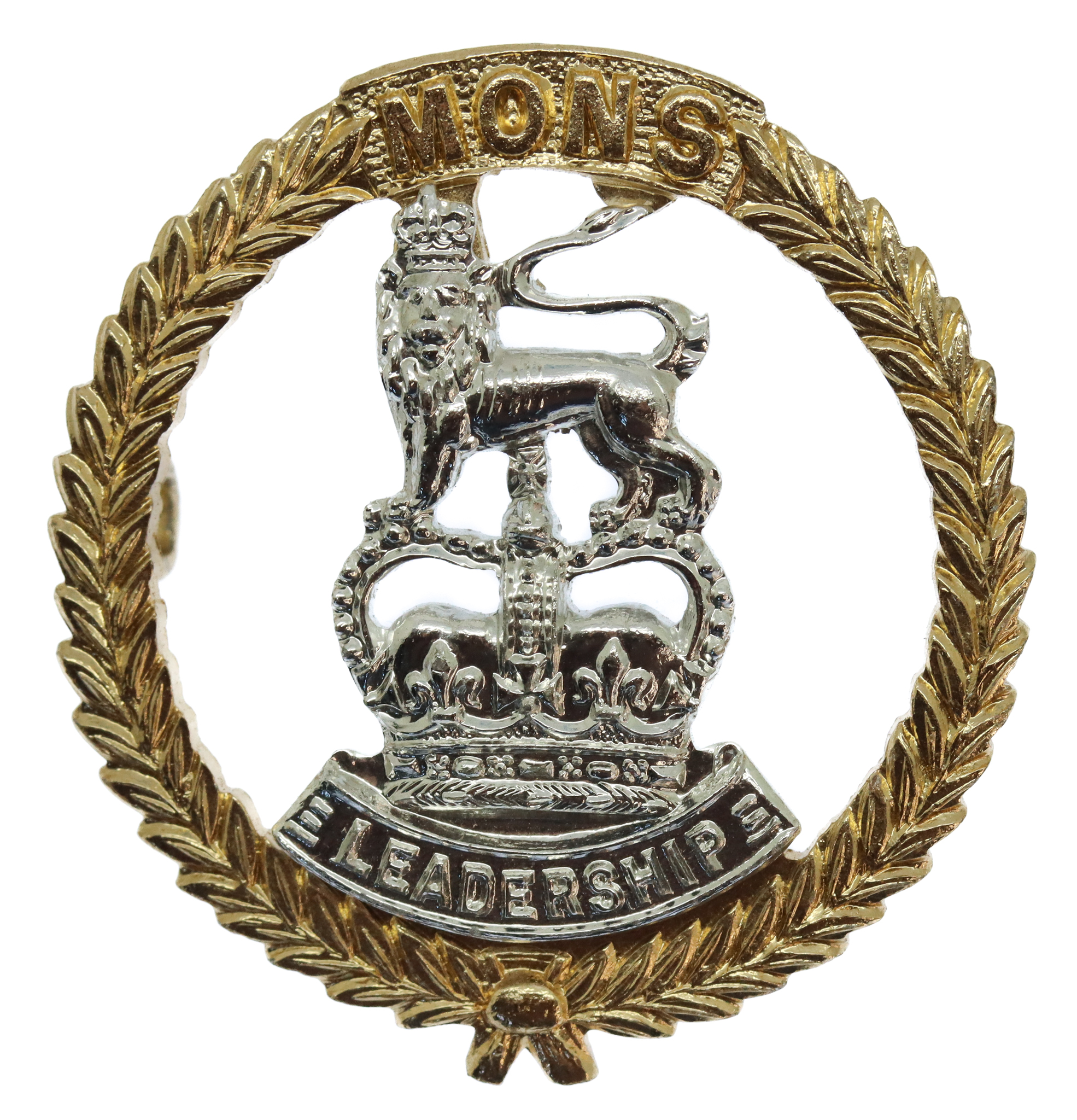 Mons Officer Cadet School Anodised (Staybrite) Cap Badge