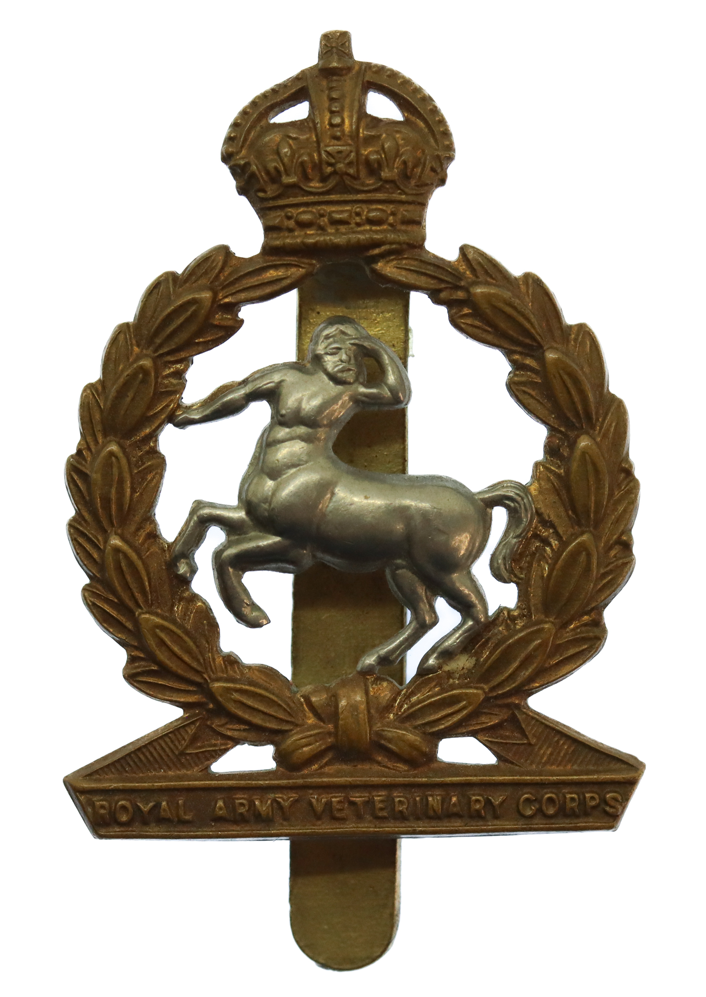 Royal Army Veterinary Corps (R.A.V.C.) Bi-Metal Cap Badge - King's Crown