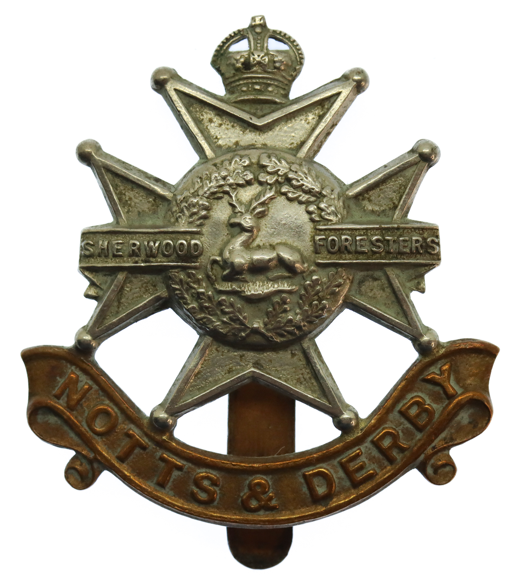 Notts & Derby Regiment (Sherwood Foresters) Cap Badge - King's Crown