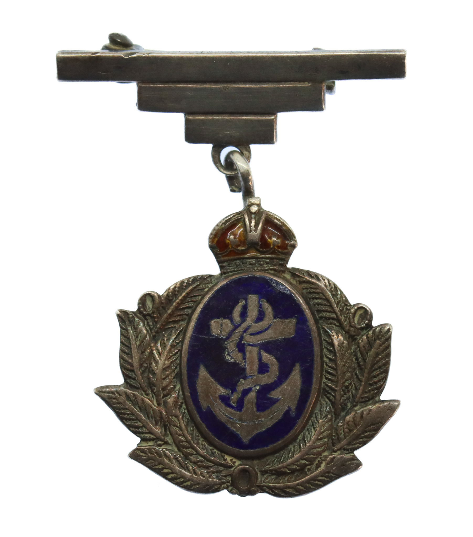  Royal Navy Silver & Enamel Pendant Sweetheart Brooch - King's Crown