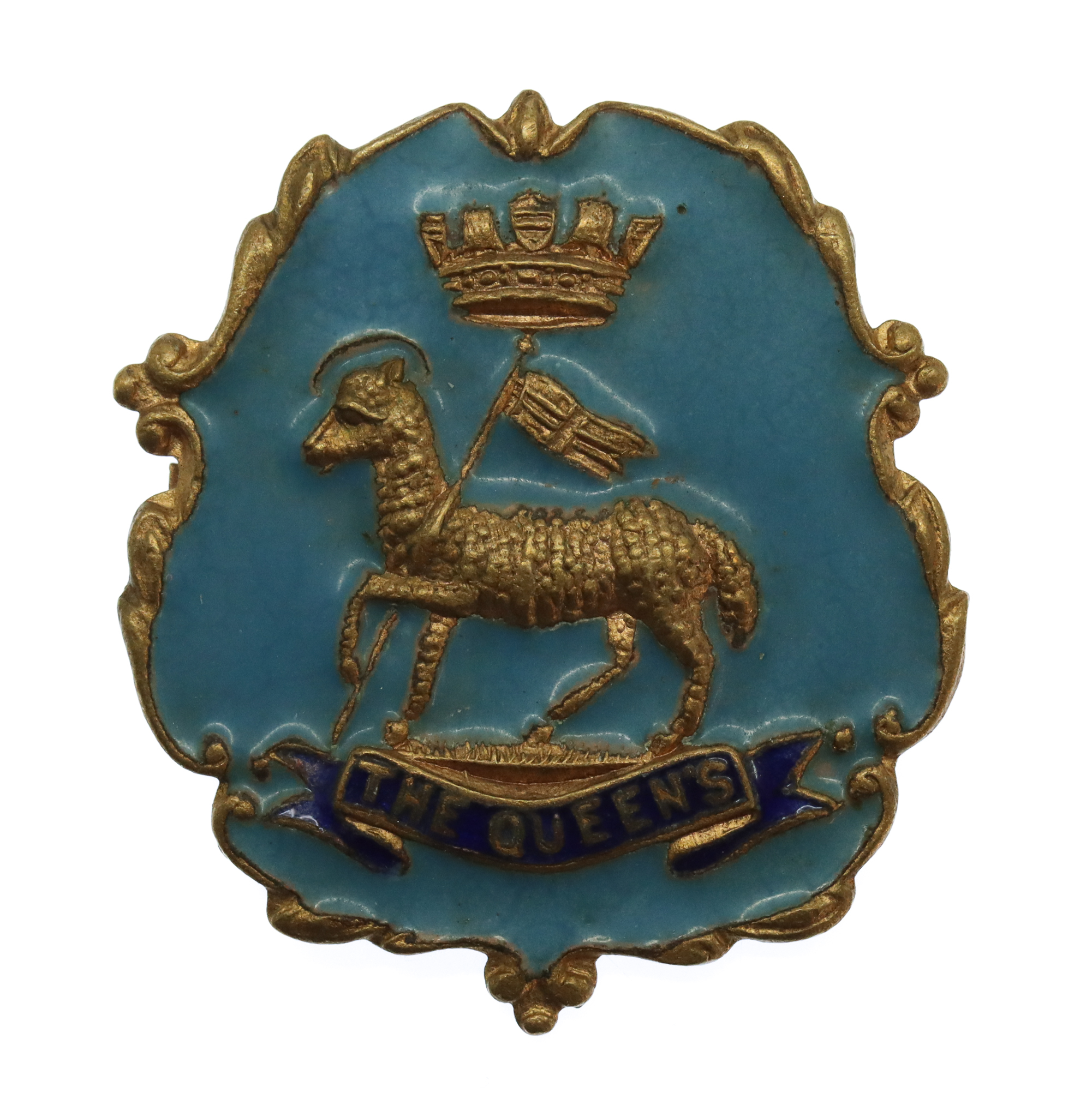 The Queen's (Royal West Surrey) Regiment Enamelled Sweetheart Brooch