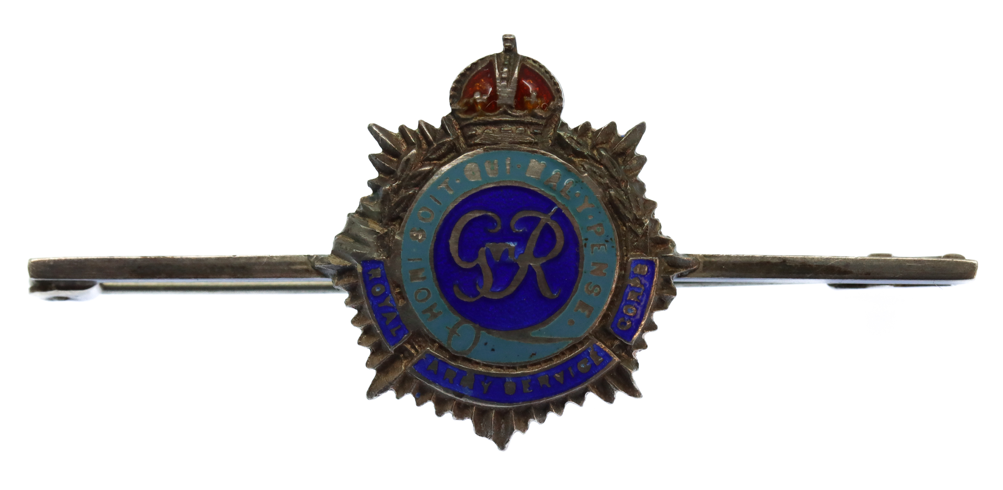 George VI Royal Army Service Corps (R.A.S.C.) Sterling Silver & Enamel Sweetheart Brooch