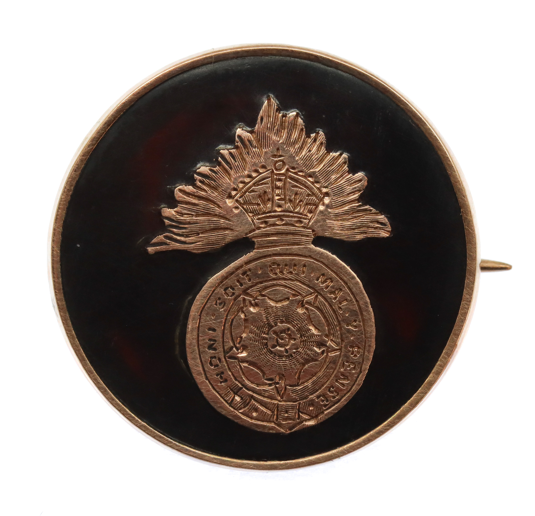 Royal Fusiliers 9ct Gold & Tortoiseshell Sweetheart Brooch