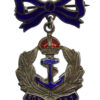 Royal Navy Silver & Enamel Bow Suspension Sweetheart Brooch - King's Crown