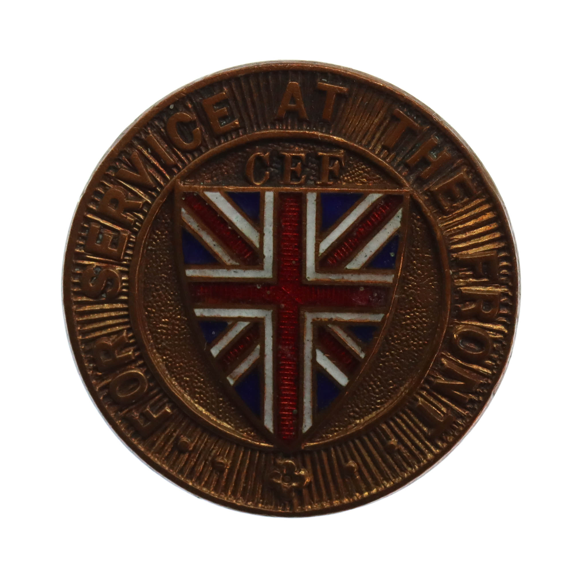 WW1 Canadian Expeditionary Force C.E.F. For Services at the Front Lapel Badge