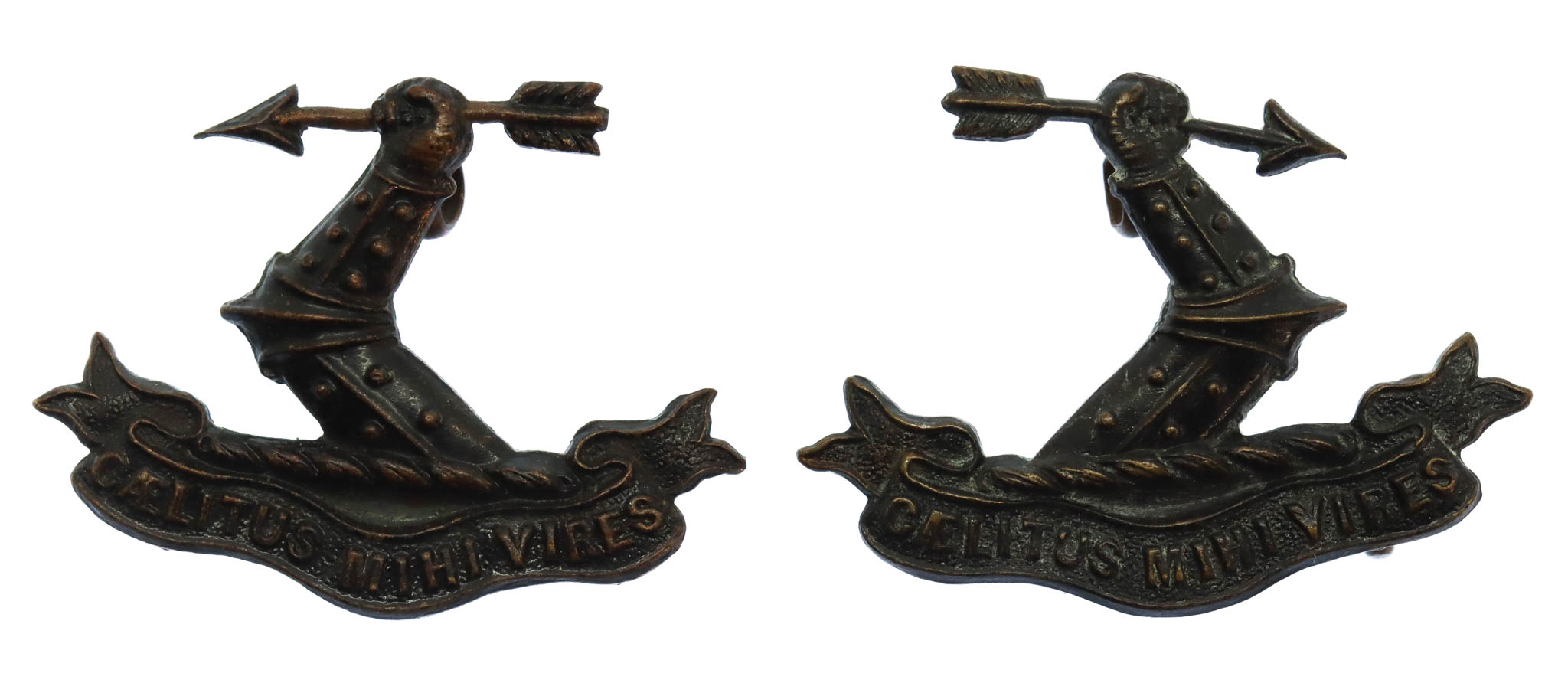 Pair of 2nd South Middlesex Rifle Volunteer Corps Collar Badges