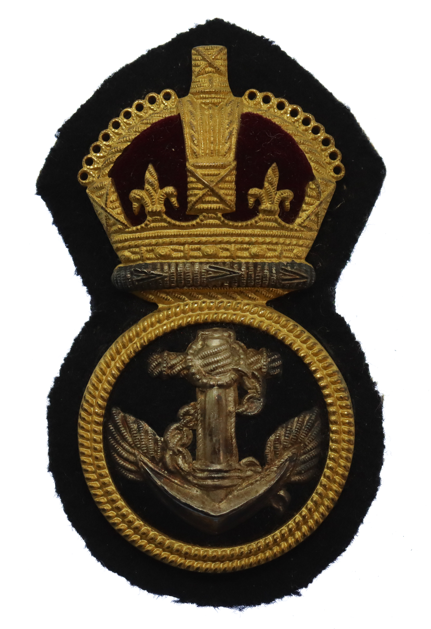 Royal Navy Petty Officer's Gilt Metal Economy Cap Badge - King's Crown