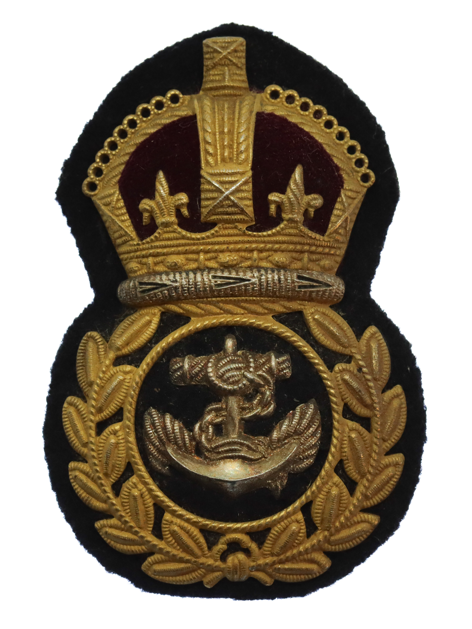 Royal Navy Chief Petty Officer's Gilt Metal Economy Cap Badge - King's Crown