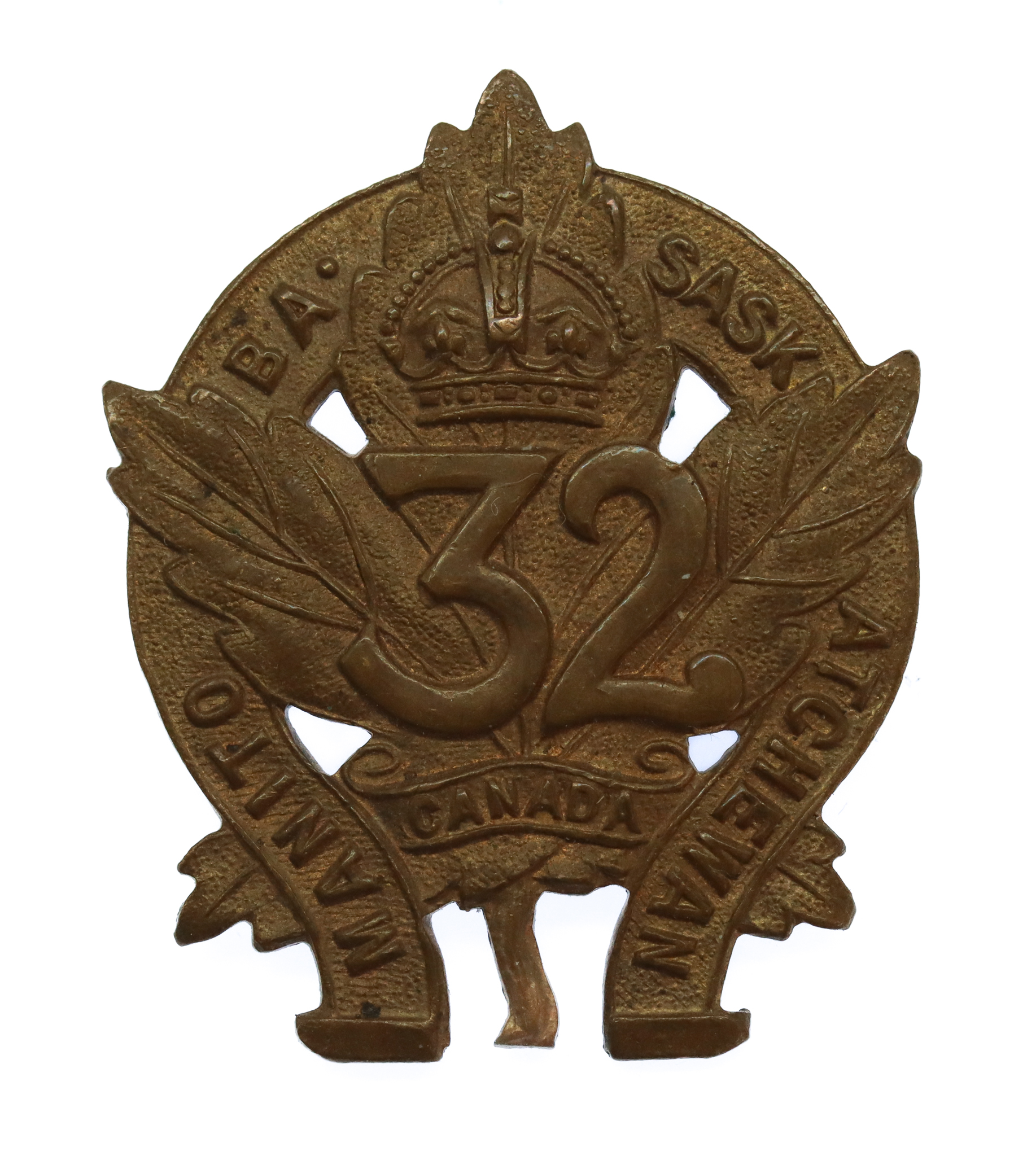 Canadian 32nd Infantry Battalion (Manitoba & Saskatchewan) WW1 C.E.F. Cap Badge