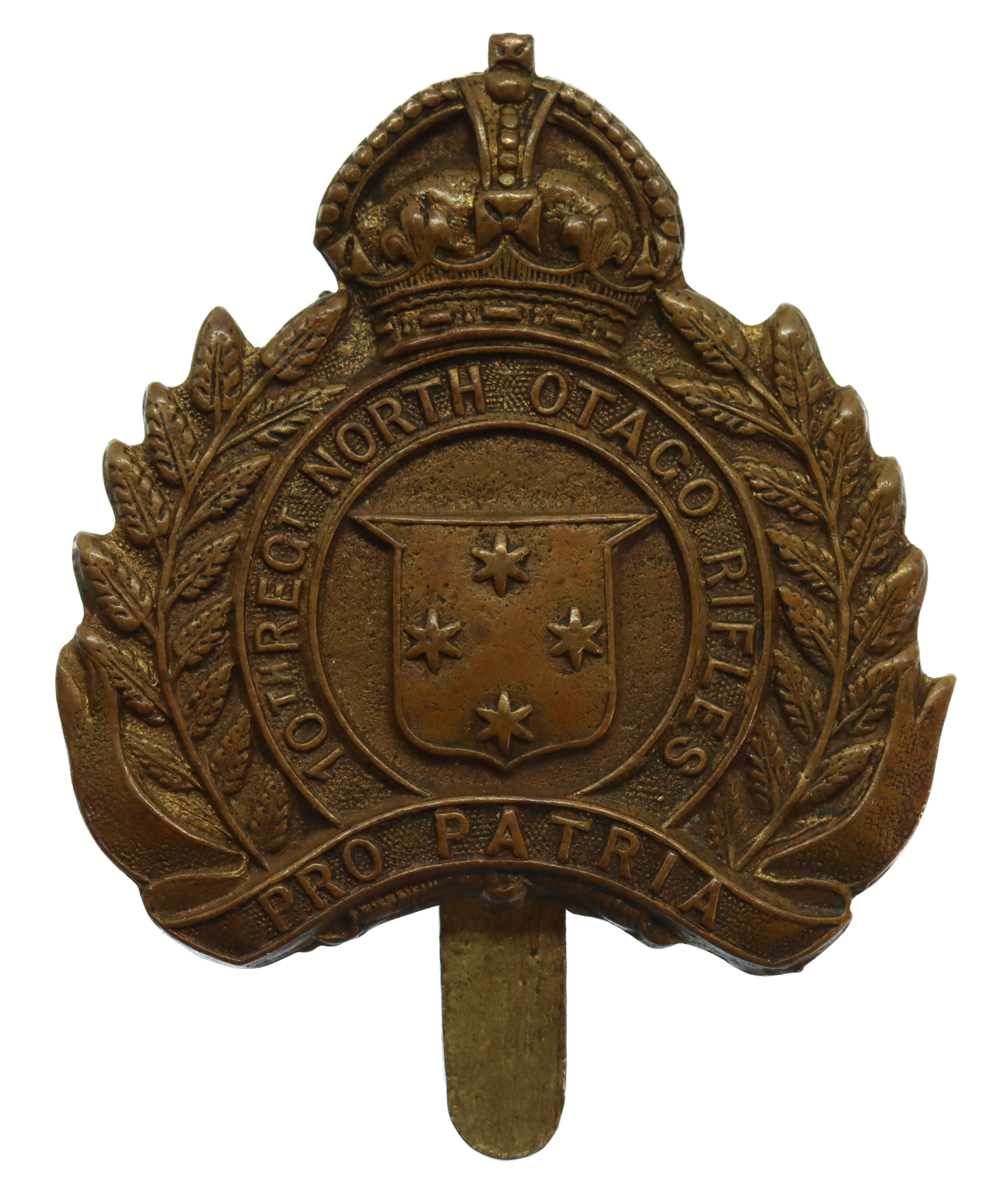 New Zealand 10th (North Otago Rifles) Regiment Cap Badge - King's Crown