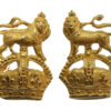 Pair of Queen's Own Royal West Kent Regiment Officer's Gilt Collar Badges - King's Crown