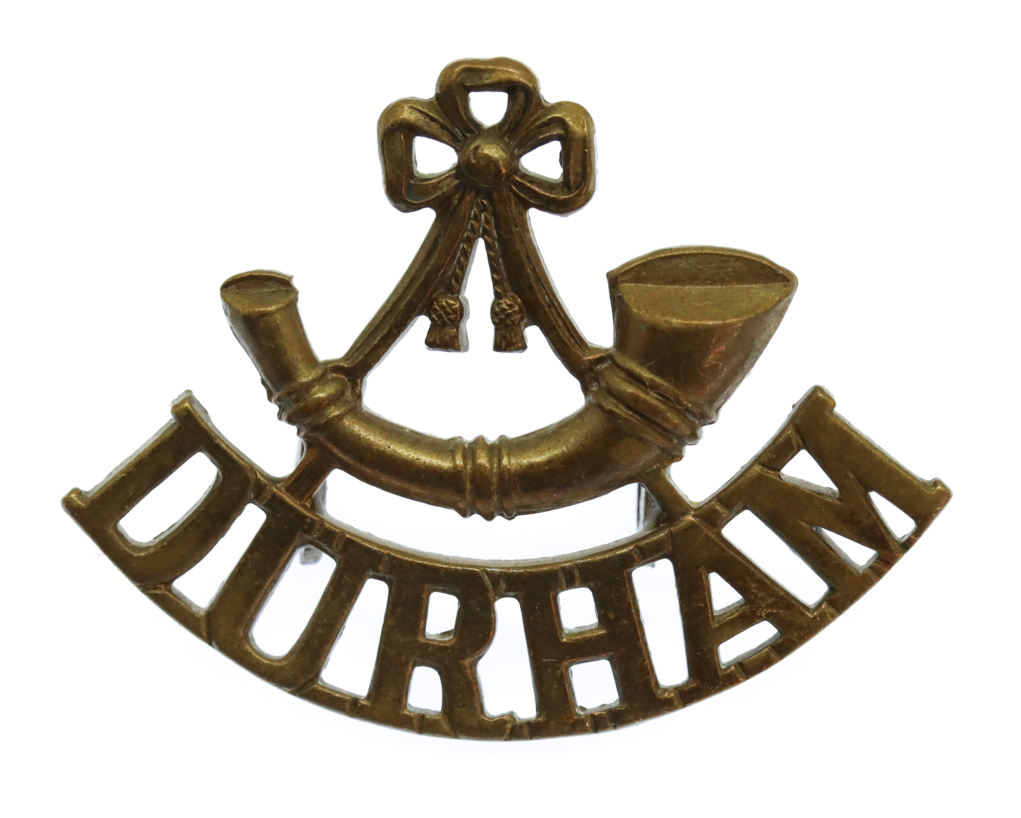 Durham Light Infantry (Bugle/DURHAM) Brass One Piece Shoulder Title