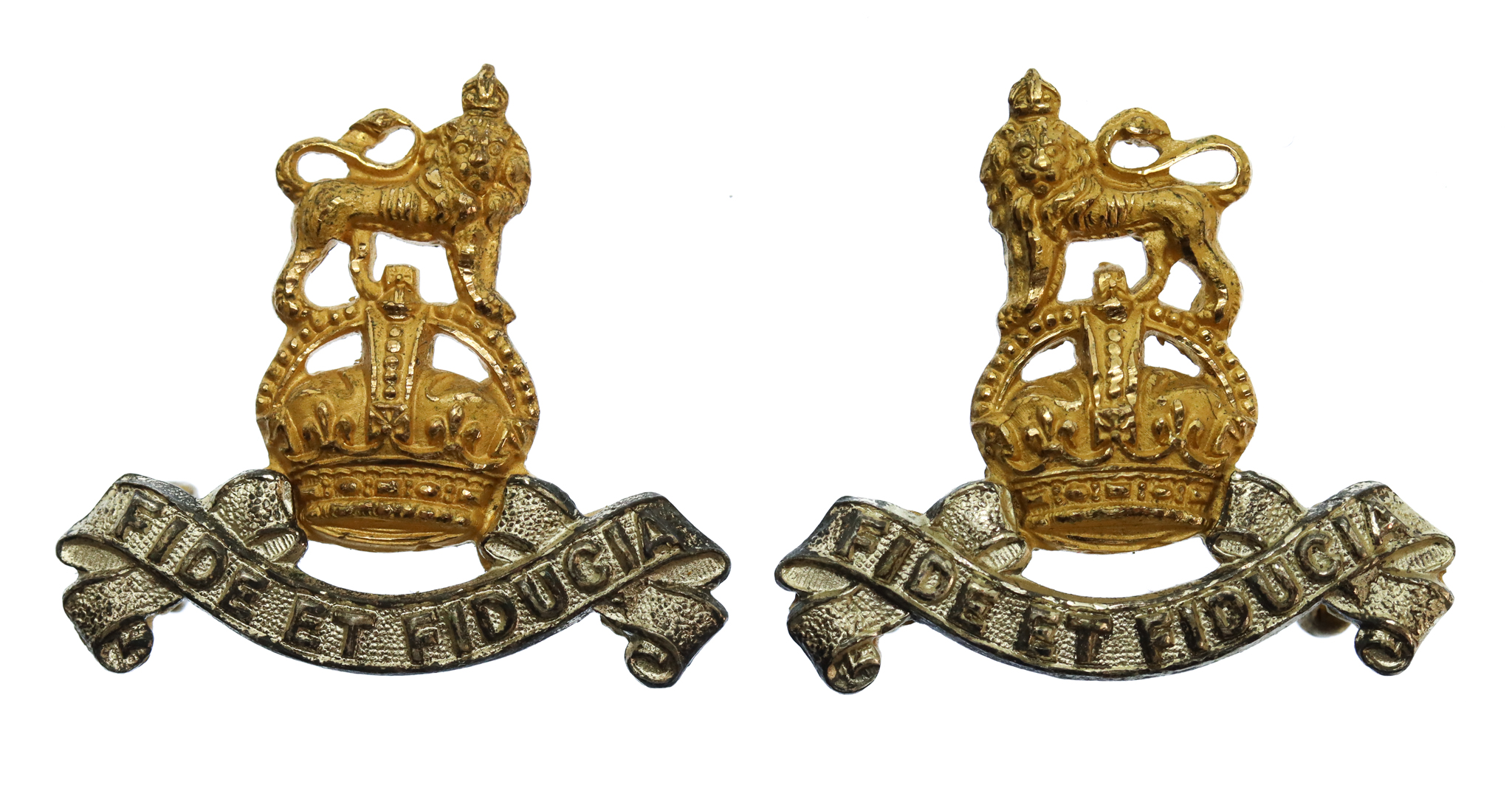 Pair of Royal Army Pay Corps (R.A.P.C.) Officer's Dress Collar Badges - King's Crown