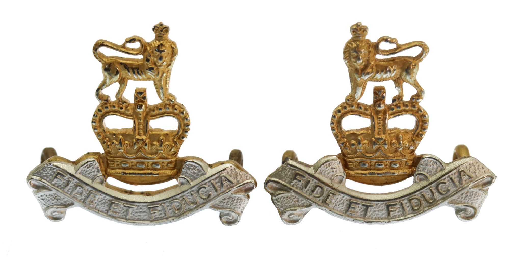 Pair of Royal Army Pay Corps (R.A.P.C.) Officer's Dress Collar Badges - Queen's Crown