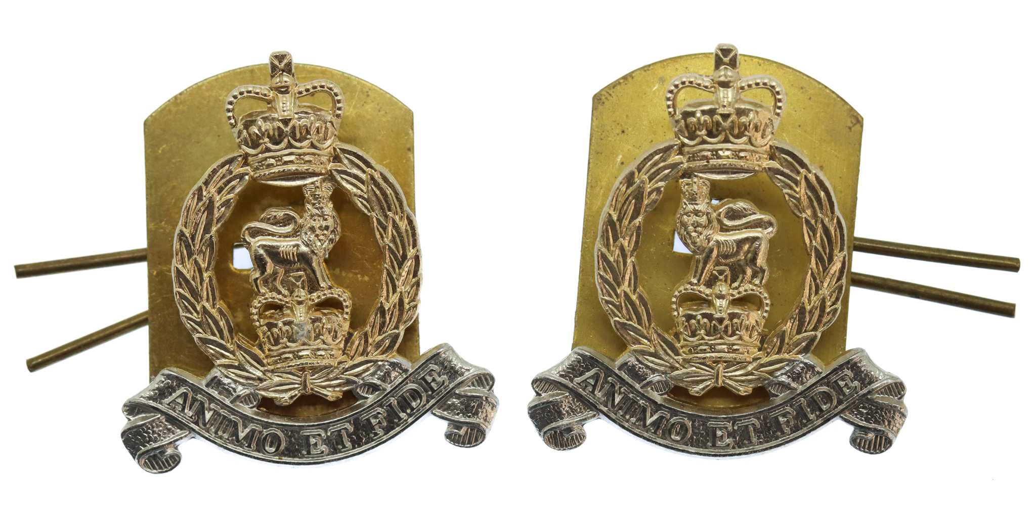 Pair of Adjutant General Corps Anodised (Staybrite) Collar Badges 